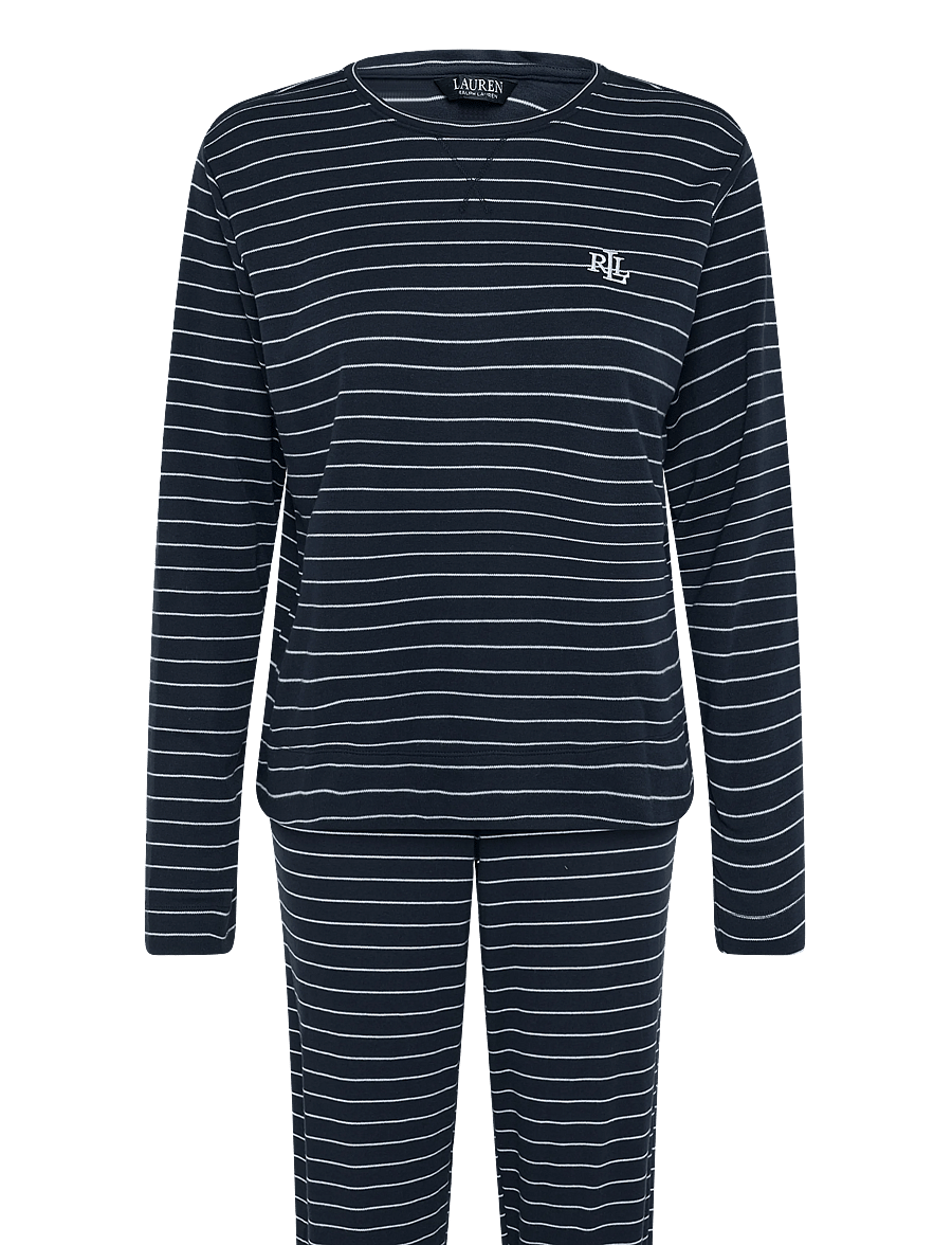 Lauren Ralph Lauren Homewear - LRL L/s crew nk jogger pj set - pullover - navy stripe - 0
