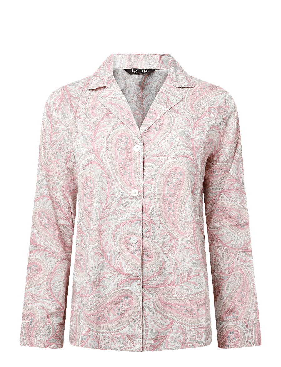 Lauren Ralph Lauren Homewear - LRL L/s notch collar long pant pj s - langærmede skjorter - ivory print - 0