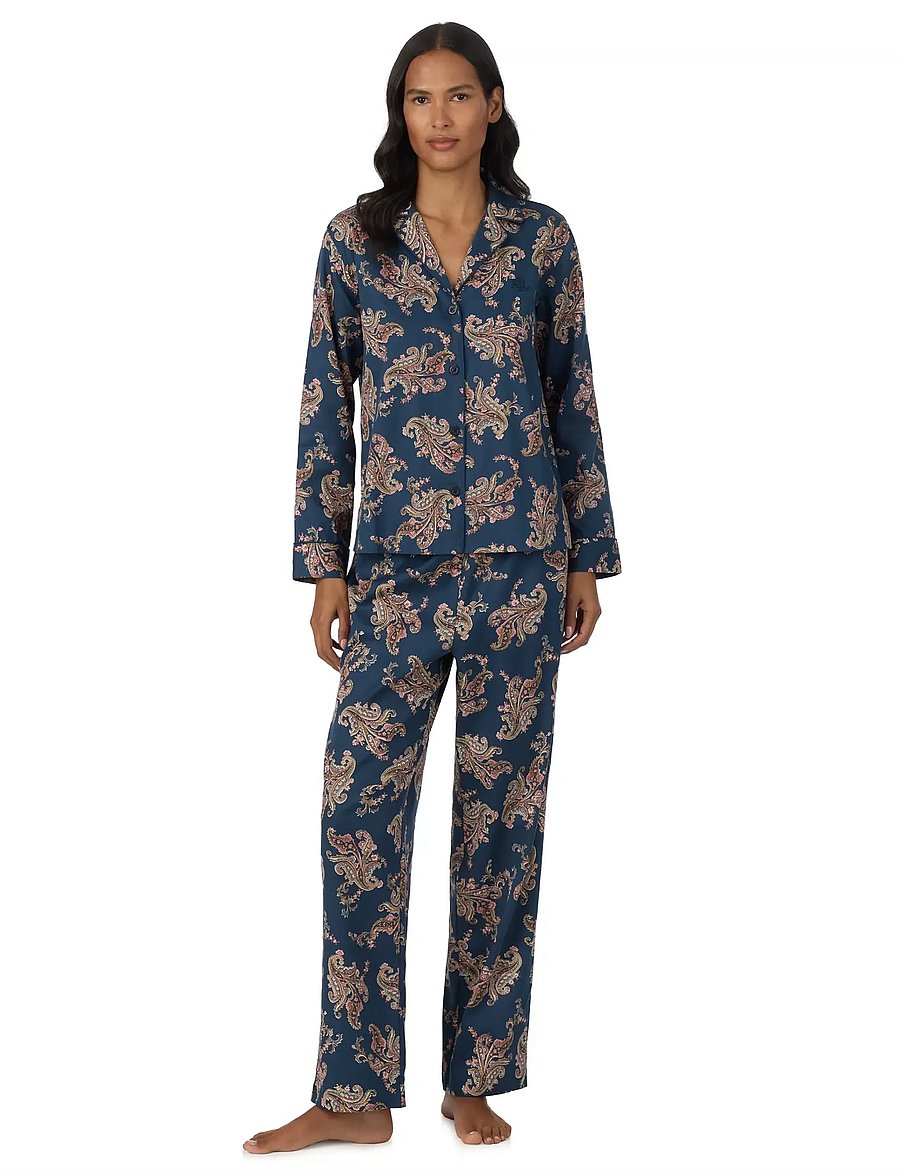 Lauren Ralph Lauren Homewear - LRL L/s notch collar long pant pj s - pyjamas - navy print - 0