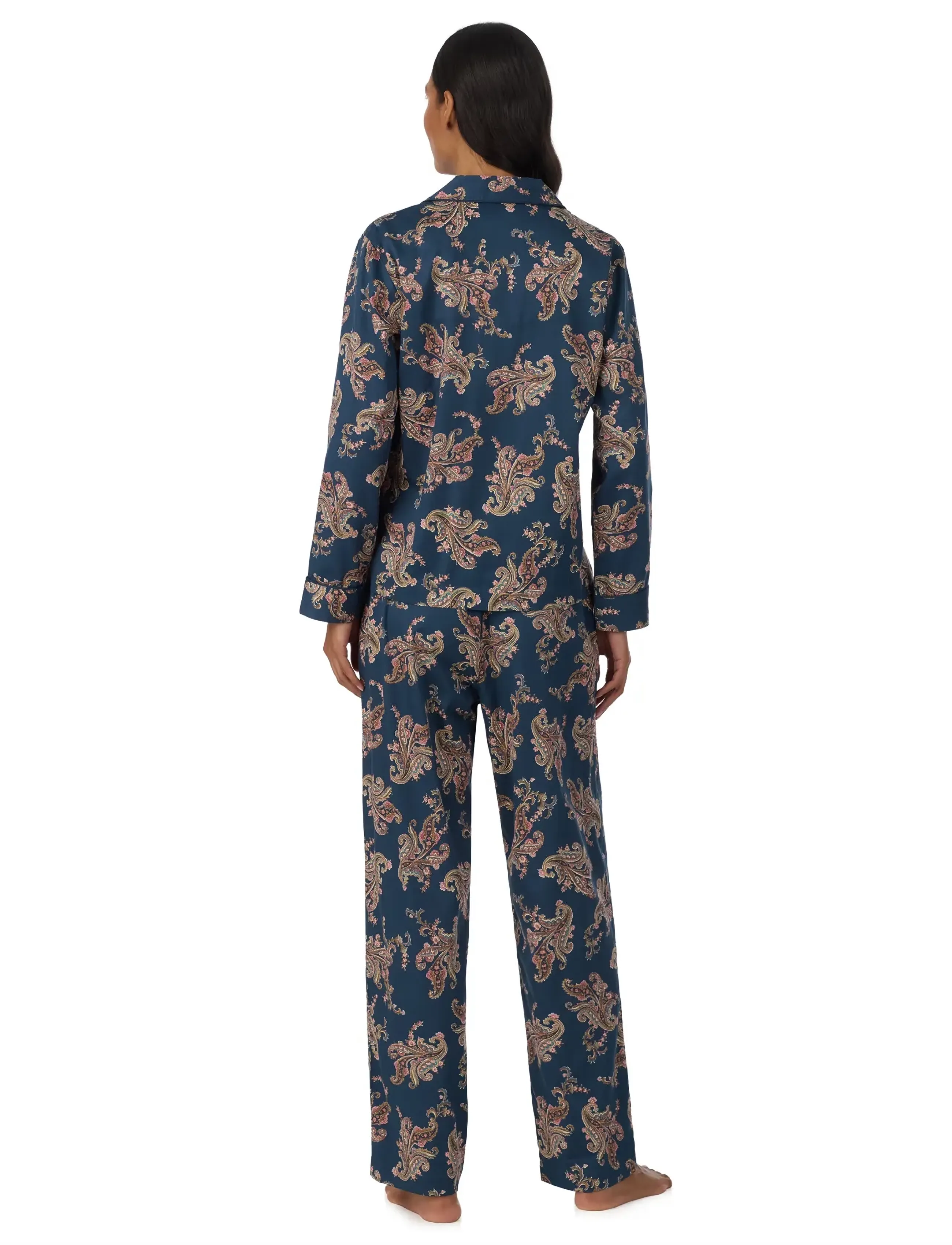 Lauren Ralph Lauren Homewear - LRL L/s notch collar long pant pj s - navy print - 5