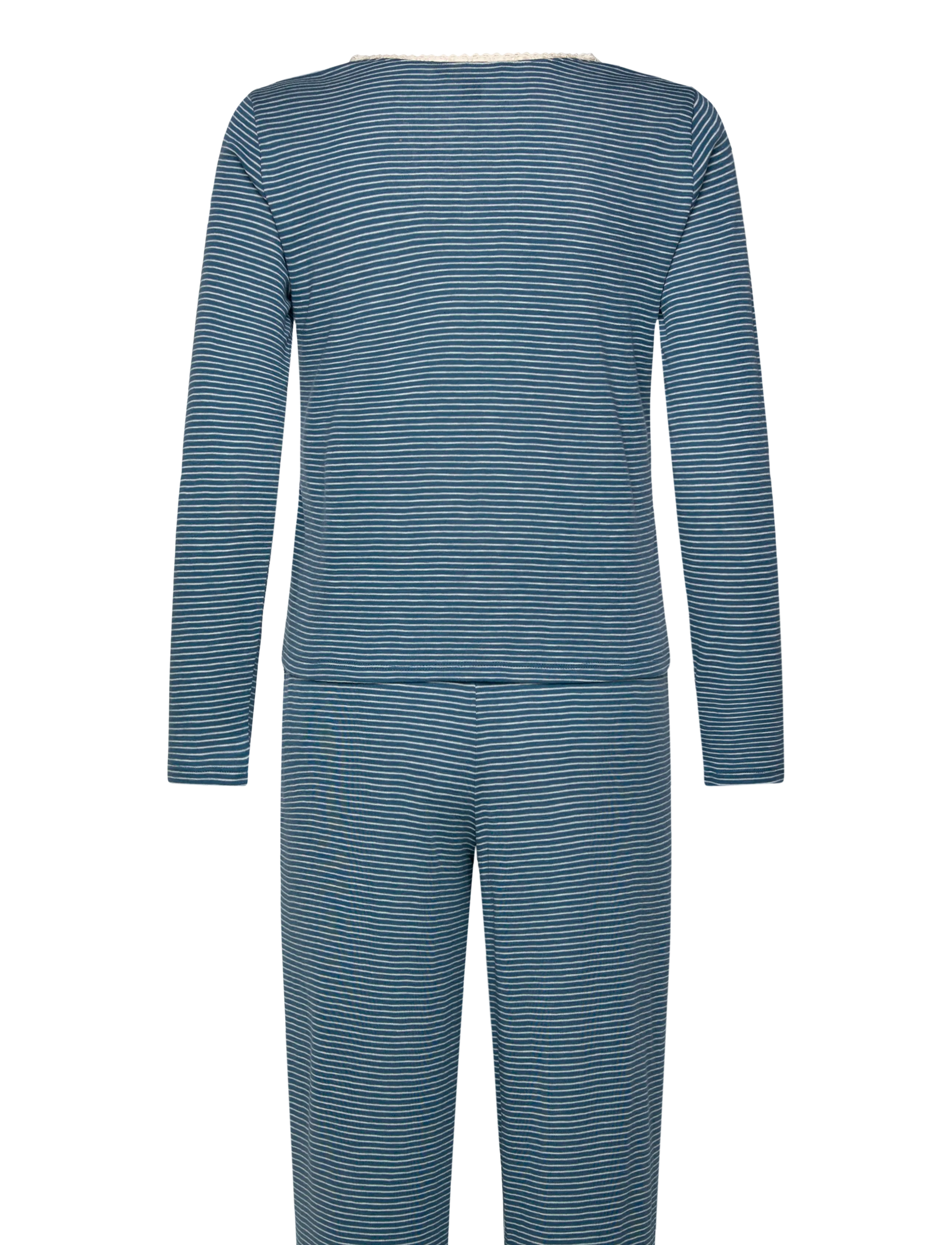 Lauren Ralph Lauren Homewear - LRL L/s lace button down ankle pant - blue stripe - 2