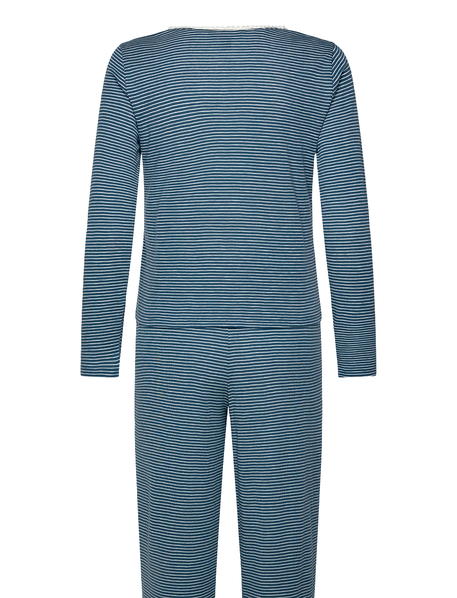 Lauren Ralph Lauren Homewear - LRL L/s lace button down ankle pant - blue stripe - 2
