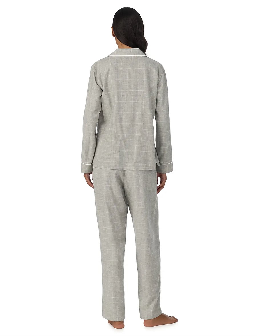 Lauren Ralph Lauren Homewear - LRL L/s notch collar long pant pj s - langärmlige hemden - grey print - 5