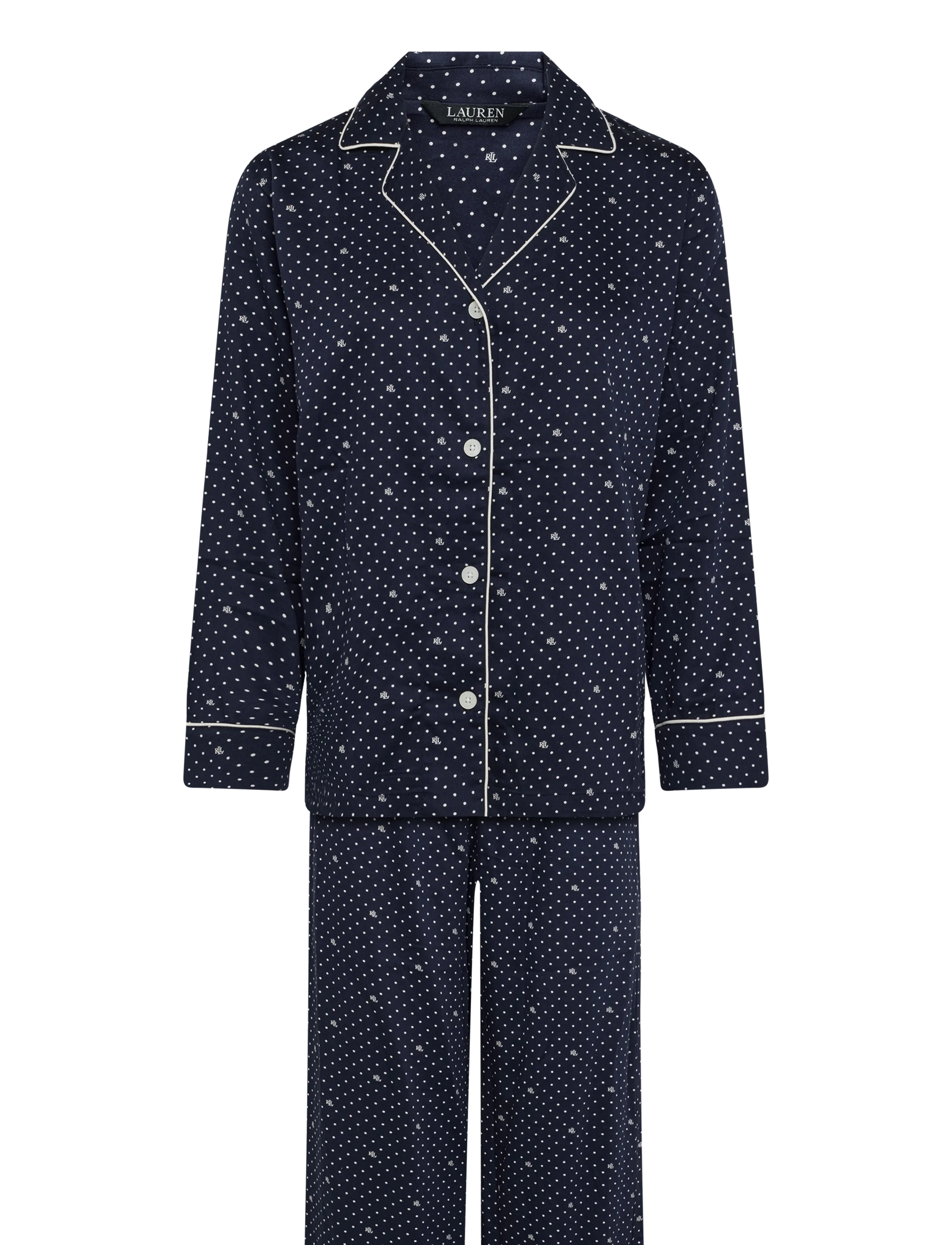 Lauren Ralph Lauren Homewear LRL L/s notch collar long pant pj s - Aluspesu - NAVY PRINT / navy