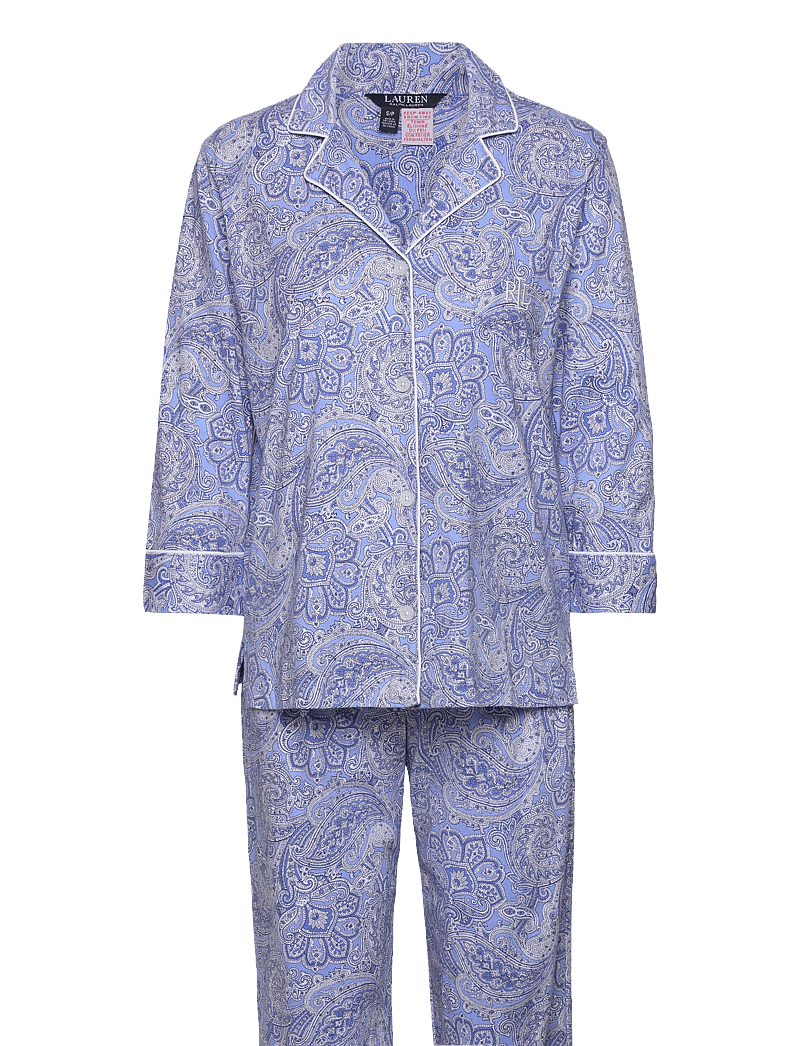Lauren Ralph Lauren Homewear - LRL HERITAGE 3/4 SL CLASSIC NOTCH PJ SET - nattøj & hyggetøj - blue paisley - 1