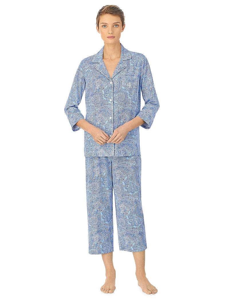 Lauren Ralph Lauren Homewear - LRL HERITAGE 3/4 SL CLASSIC NOTCH PJ SET - nattøj & hyggetøj - blue paisley - 0
