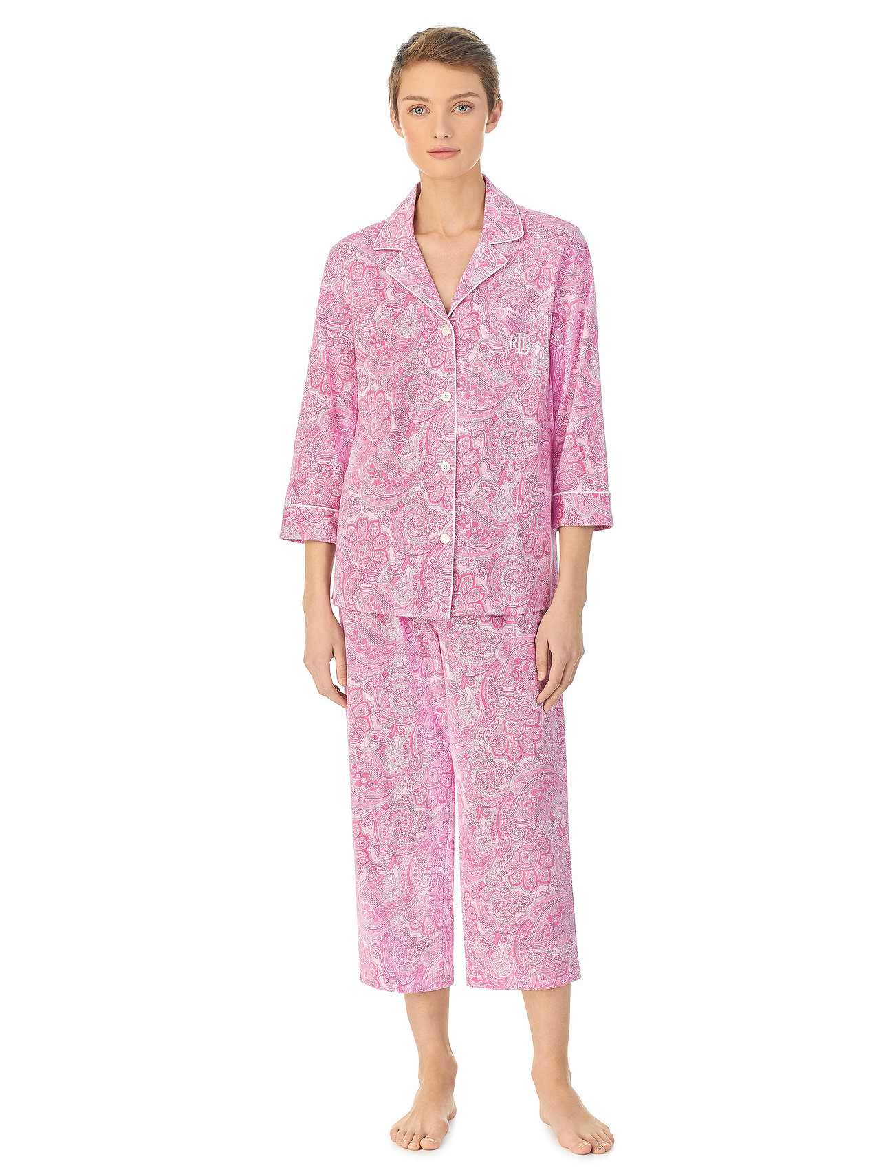 Lauren Ralph Lauren Homewear - LRL HERITAGE 3/4 SL CLASSIC NOTCH PJ SET - pyjamat - pink paisley - 0