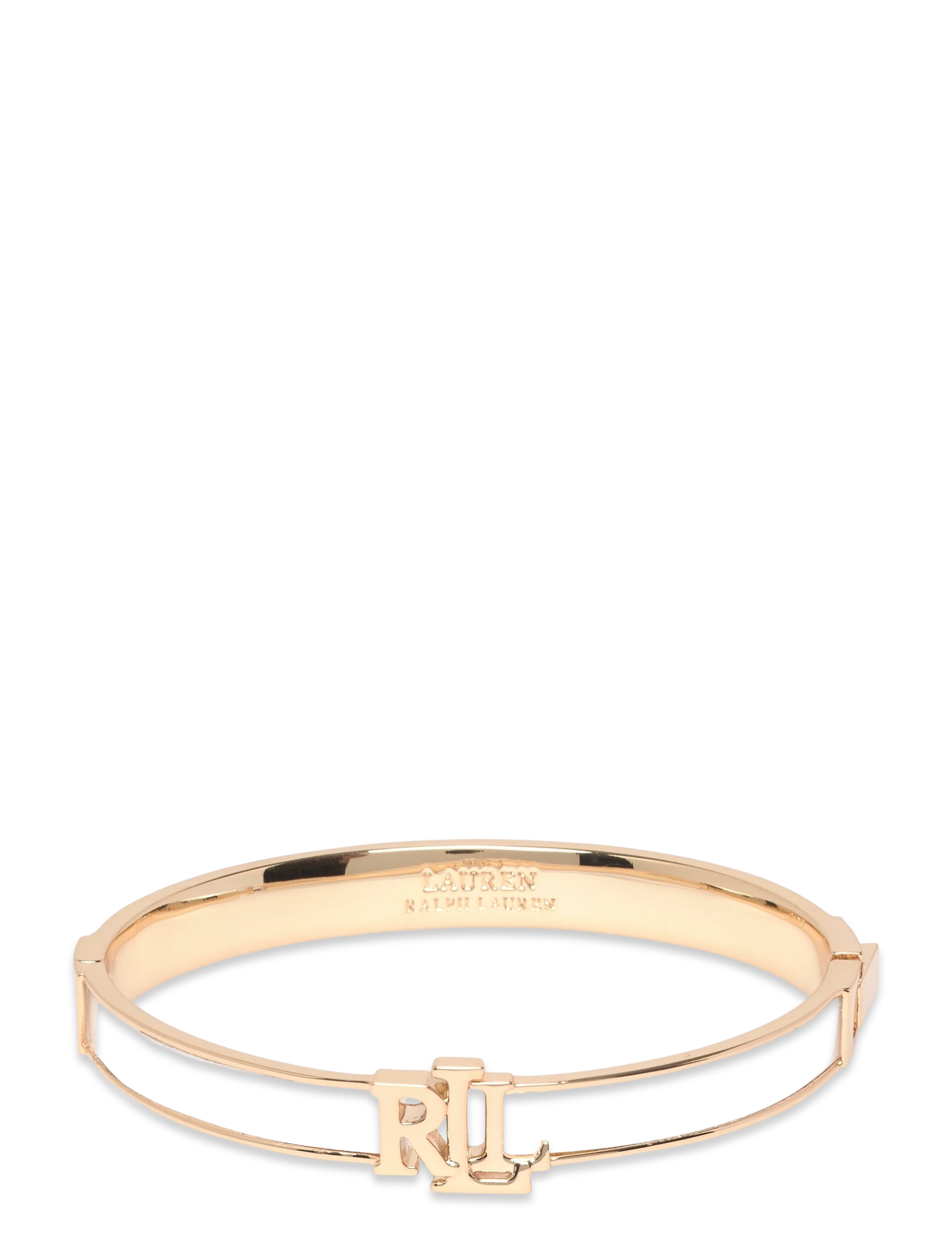 Lauren Ralph Lauren Br Logo Hinge Bangle - Gld/White, One Size 20.32 cm, Gold, Armbånd > Armringe, Dame