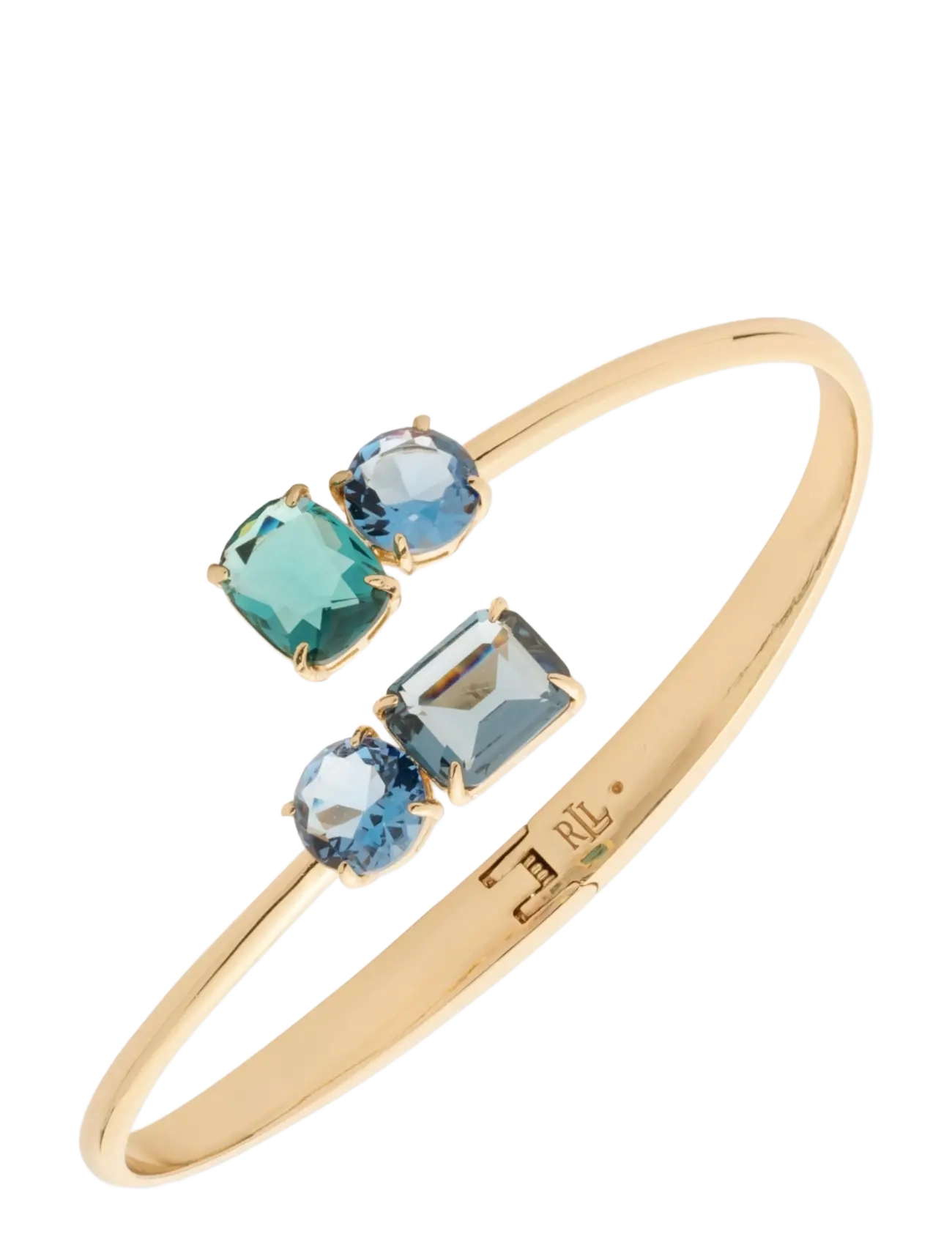 Br Stone Bypass Cuff- Gld/ Blue