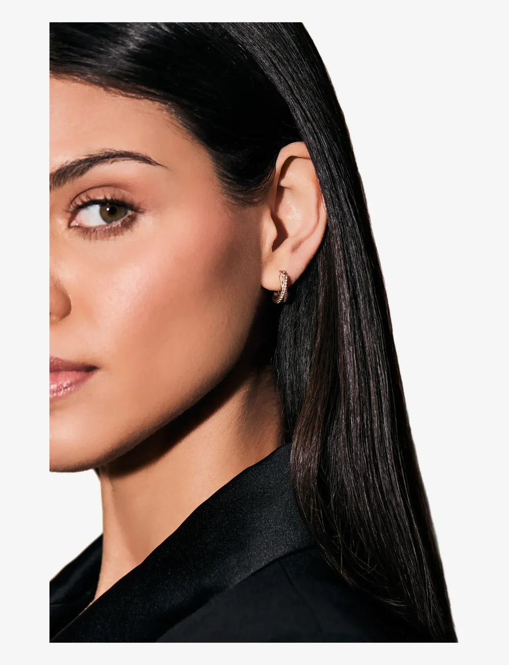 Lauren Ralph Lauren - PE 15MM TWISTED ROPE PAVE HOOP - GLD/CRY - Ørestikker - gld/cry - 1