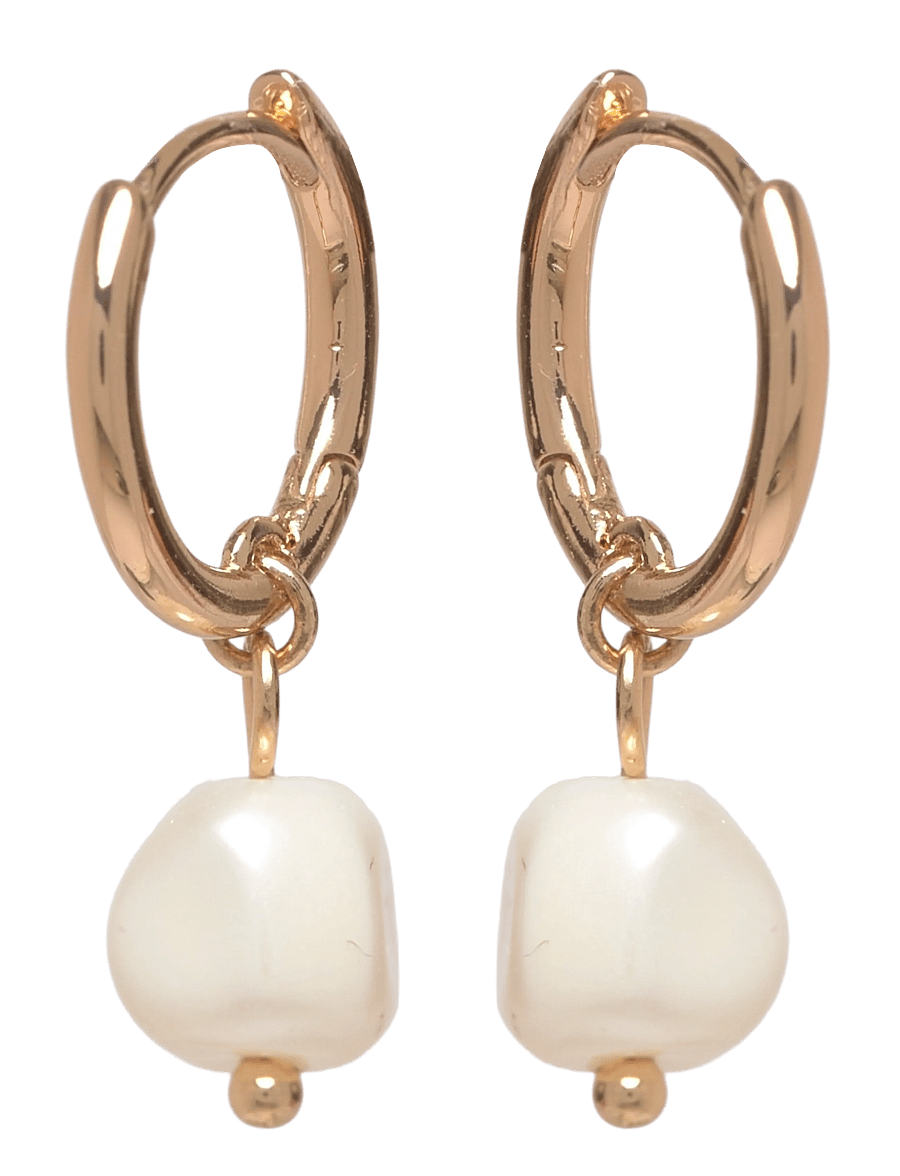 Lauren Ralph Lauren - PE 15MM HUGGIE W PEARL DROP - GLD/WHITE - perlenohrringe - gld/white - 1