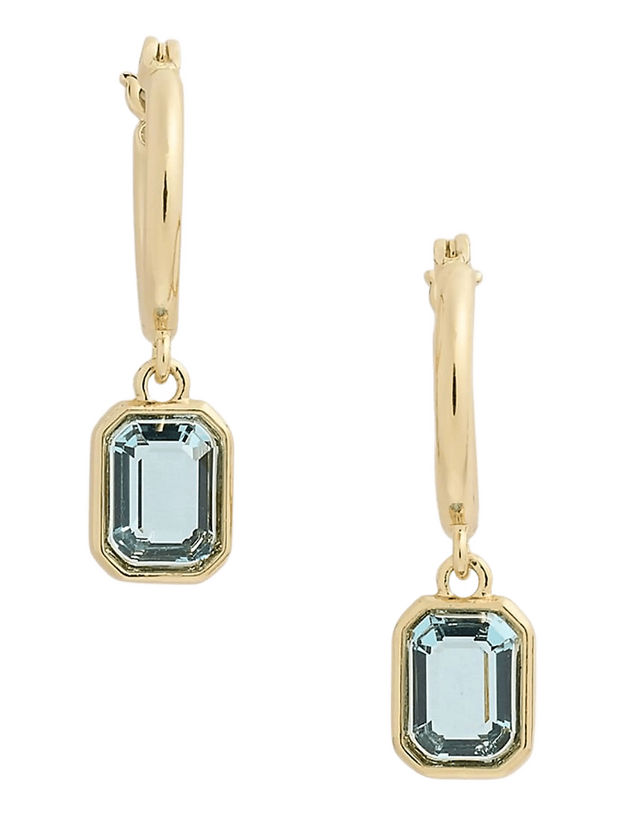Lauren Ralph Lauren - PE 15MM STONE HOOP W DROP - GLD/AQUA - roikkuvat korvakorut - gld/aqua - 1