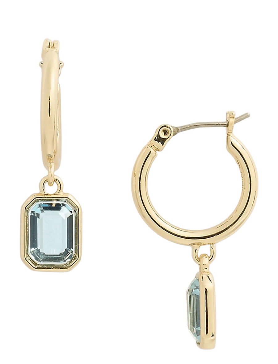 Lauren Ralph Lauren - PE 15MM STONE HOOP W DROP - GLD/AQUA - roikkuvat korvakorut - gld/aqua - 2
