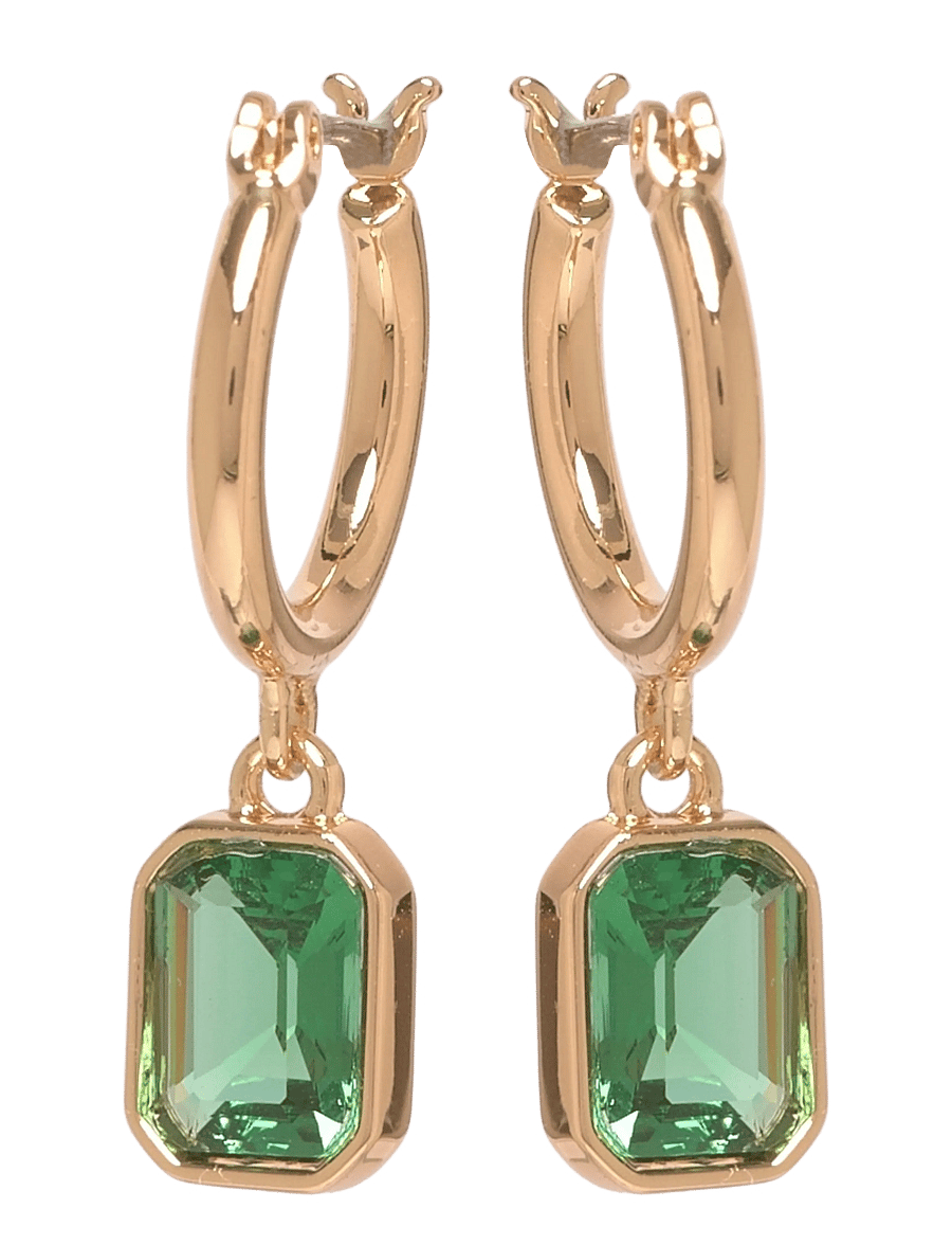 Lauren Ralph Lauren - PE 15MM STONE HOOP W DROP - GLD/ERINITE - boucles d'oreilles pendantes - gld/erinite - 0