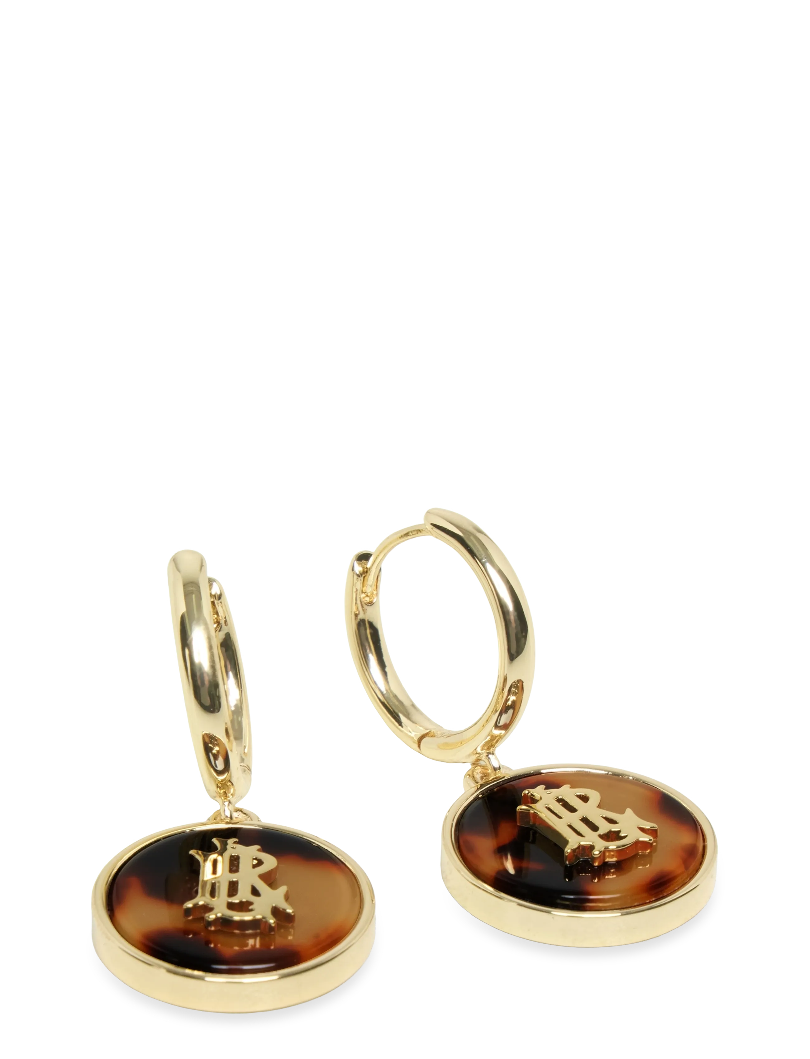 Lauren Ralph Pe 16Mm Hoop W Logo Tort Drop Gld/Tort, One Size 3.4 cm, Earrings, Gold - Hoops, Frauen