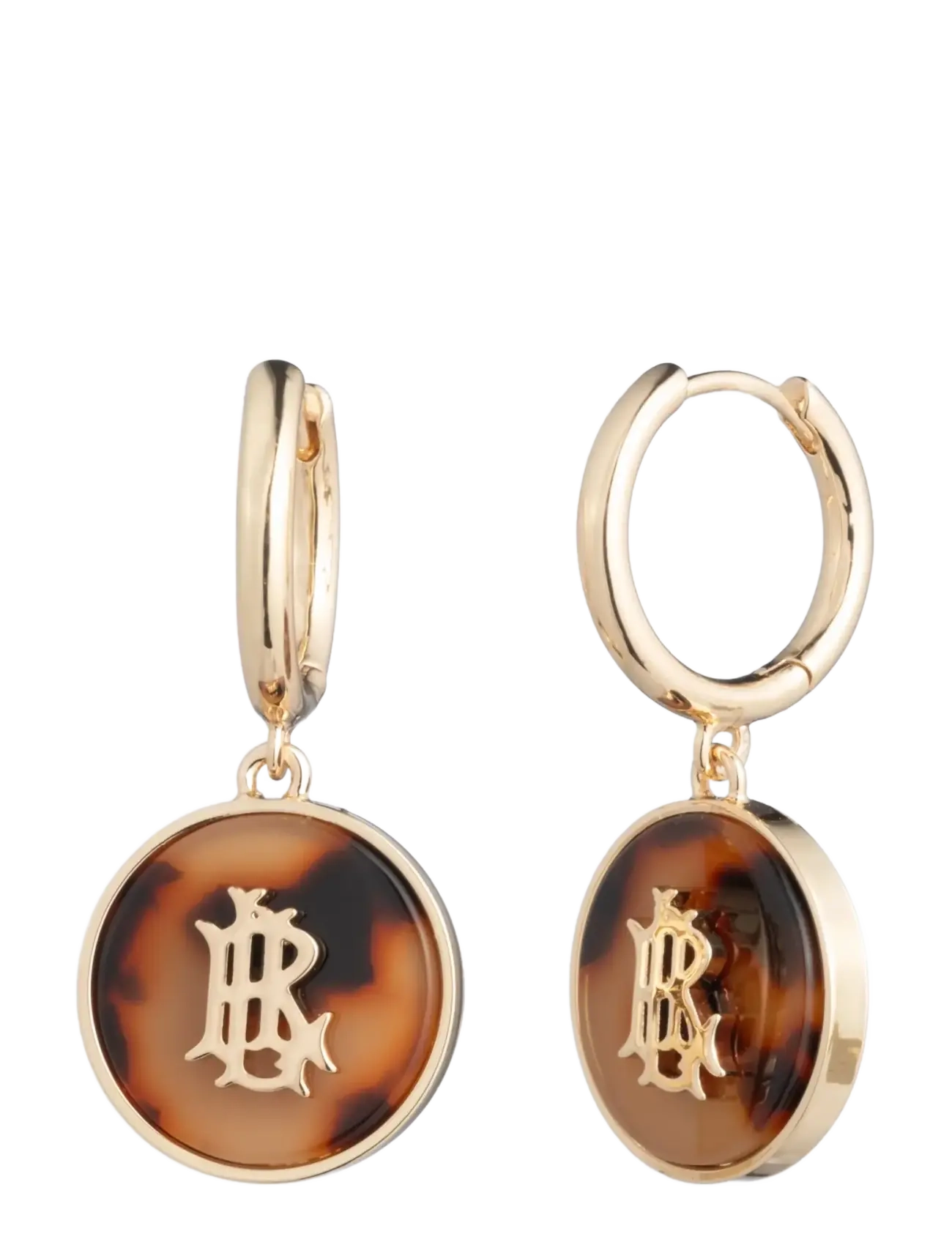 Lauren Ralph Lauren PE 16MM HOOP W LOGO TORT DROP - GLD/TORT - Ohrringe - GLD/TORT / gold