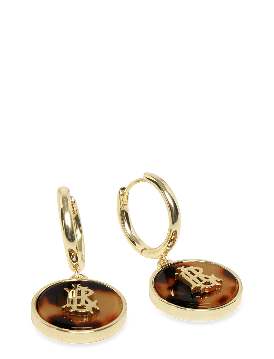 Lauren Ralph Lauren - PE 16MM HOOP W LOGO TORT DROP - GLD/TORT - cerceaux - gld/tort - 1