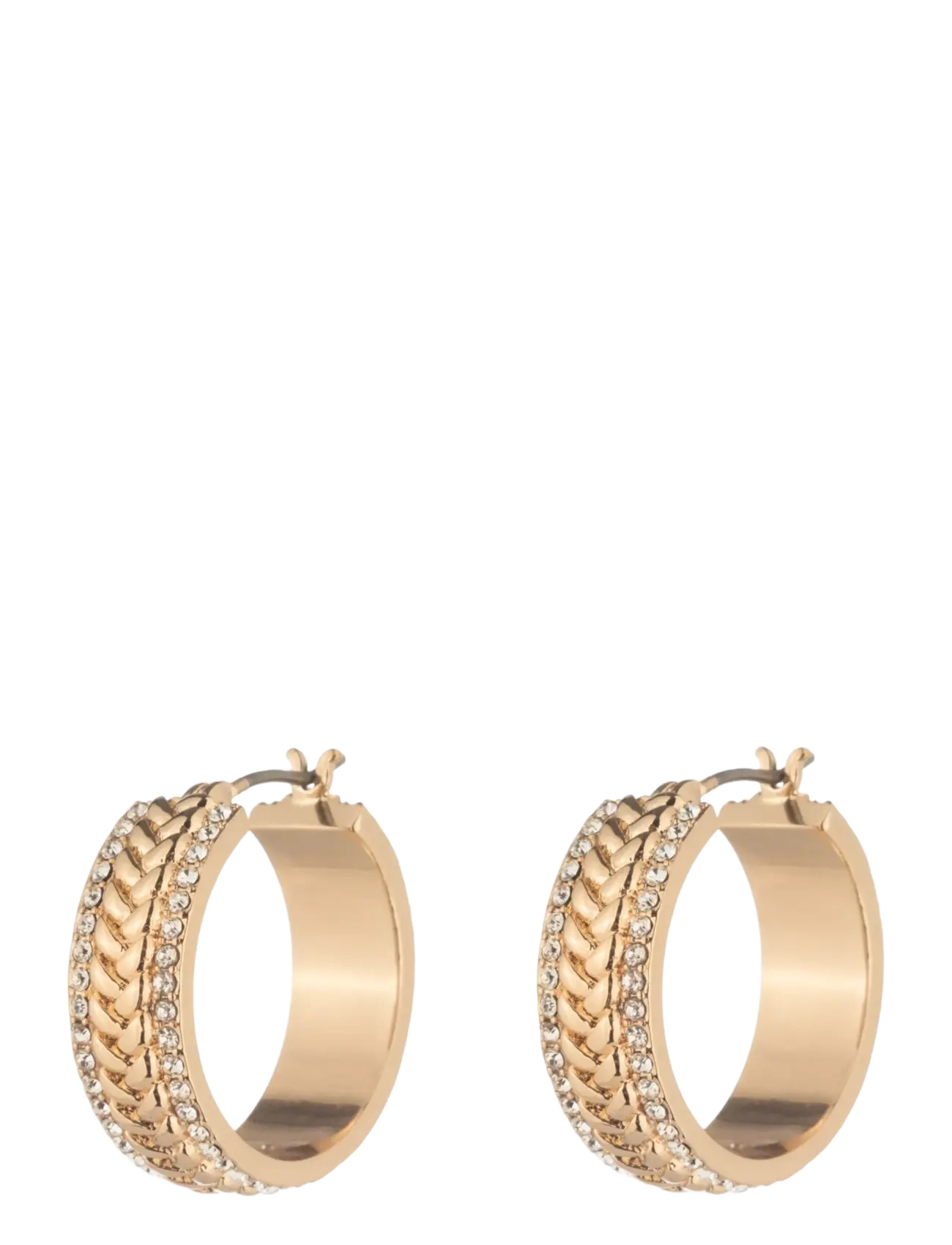 Lauren Ralph Lauren PE 20MM HERRINGBONE PAVE HOOP- GLD/ CRY - Hoops - GLD/ CRY / gold