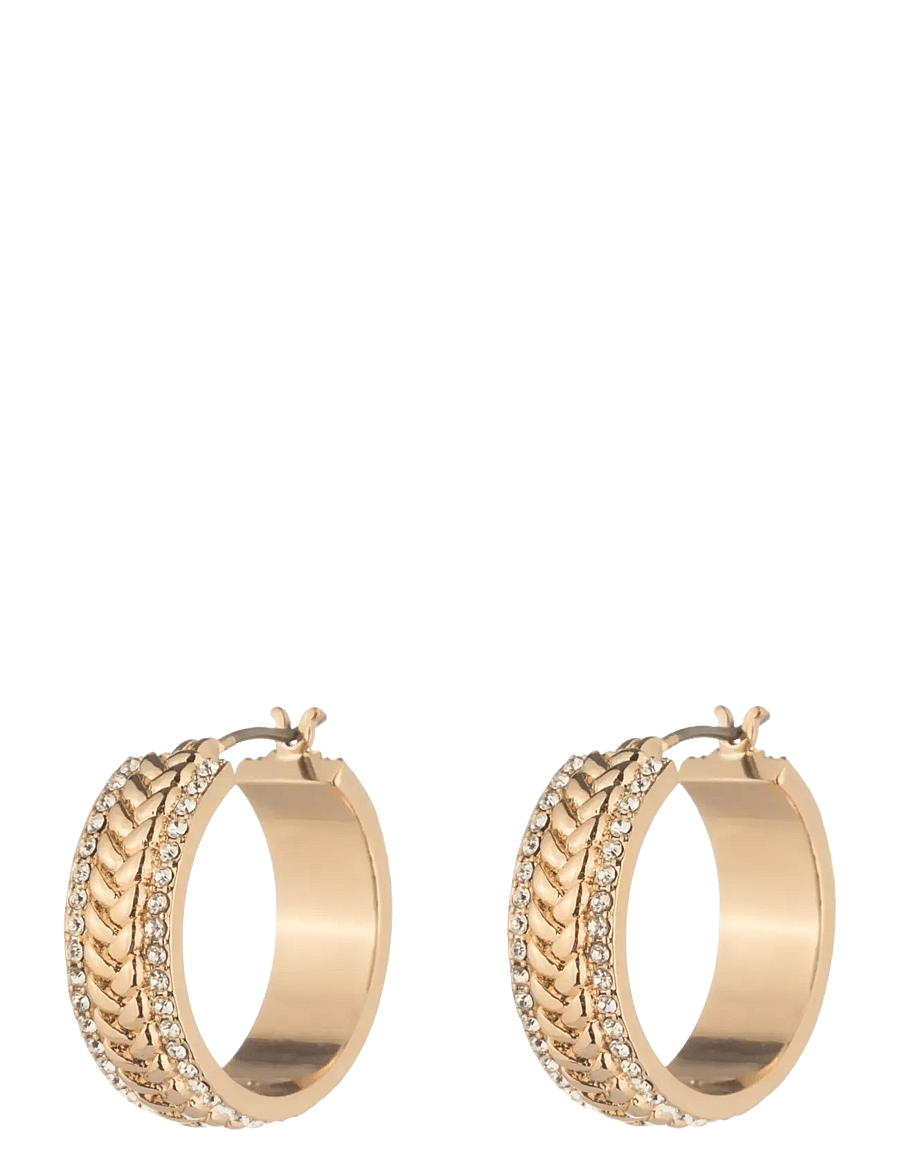 Lauren Ralph Lauren - PE 20MM HERRINGBONE PAVE HOOP- GLD/ CRY - hoops - gld/ cry - 0