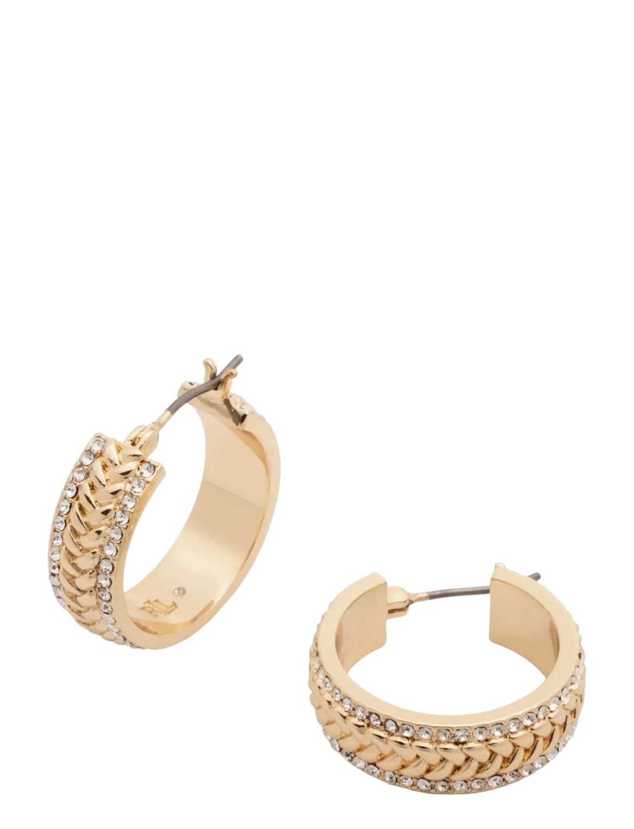Pe 20Mm Herringbone Pave Hoop- Gld/ Cry 2