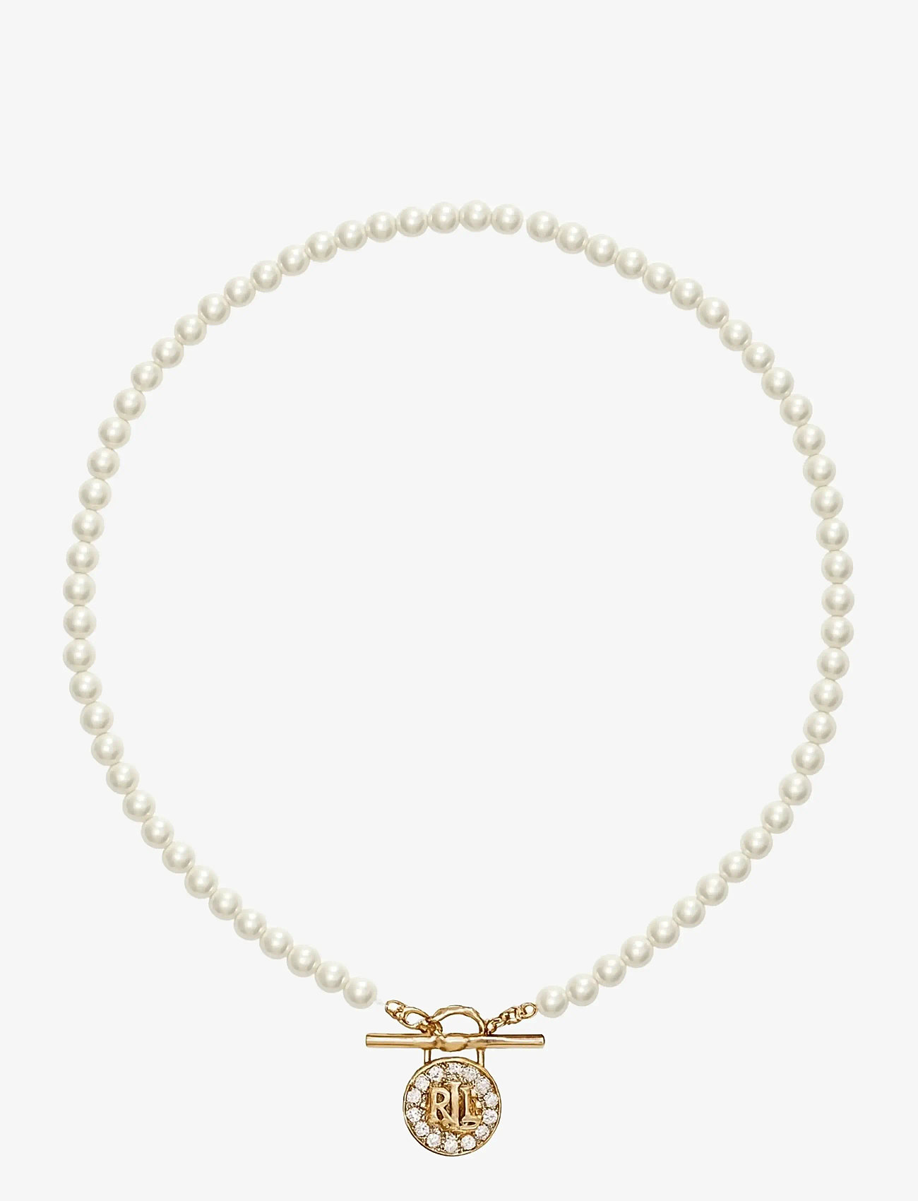 Lauren Ralph Lauren - NK PRL PADLOCK PENDANT - GLD/WHT PEARL/CRY - pärlhalsband - gld/wht pearl/cry - 0