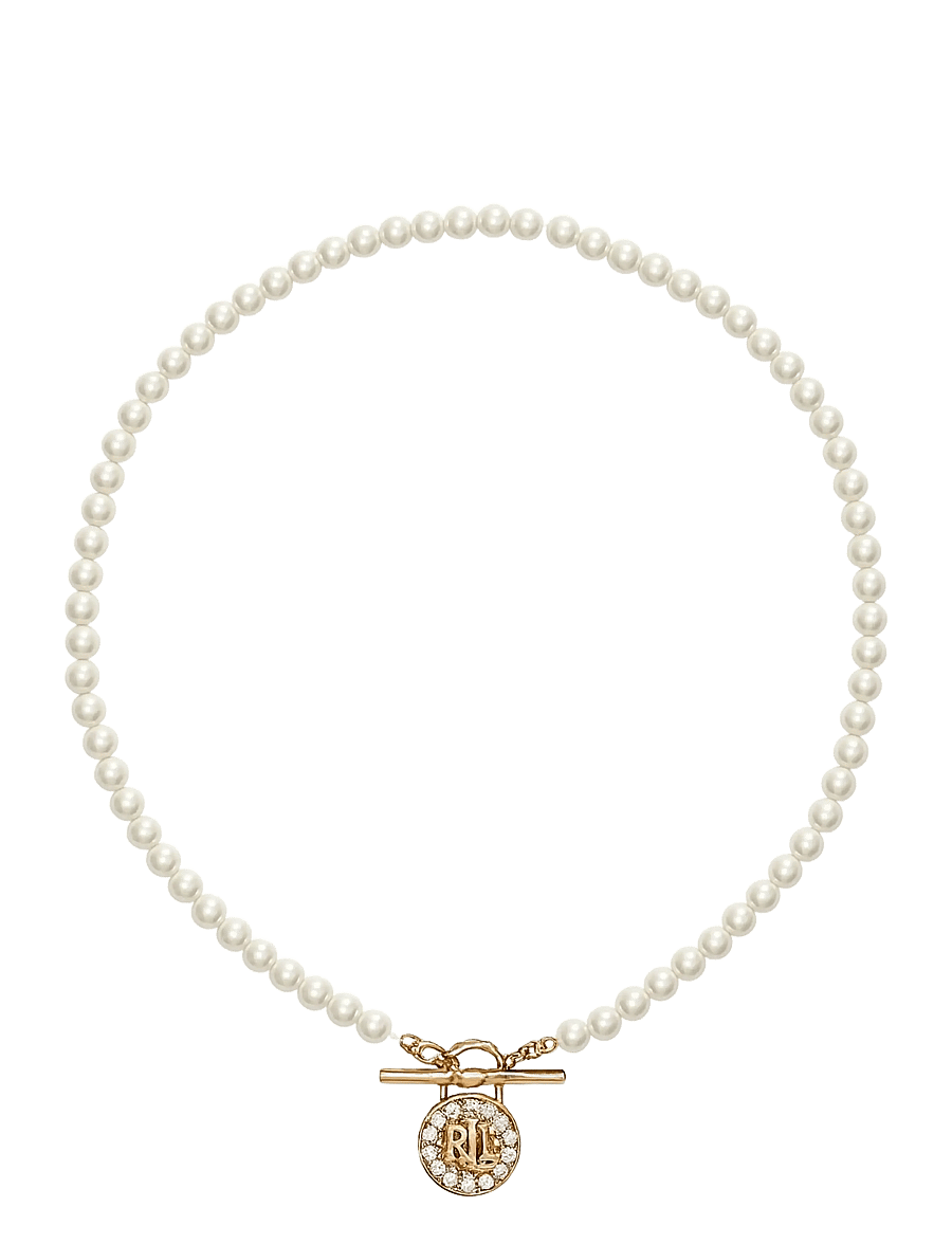 Lauren Ralph Lauren - NK PRL PADLOCK PENDANT - GLD/WHT PEARL/CRY - perlenketten - gld/wht pearl/cry - 0