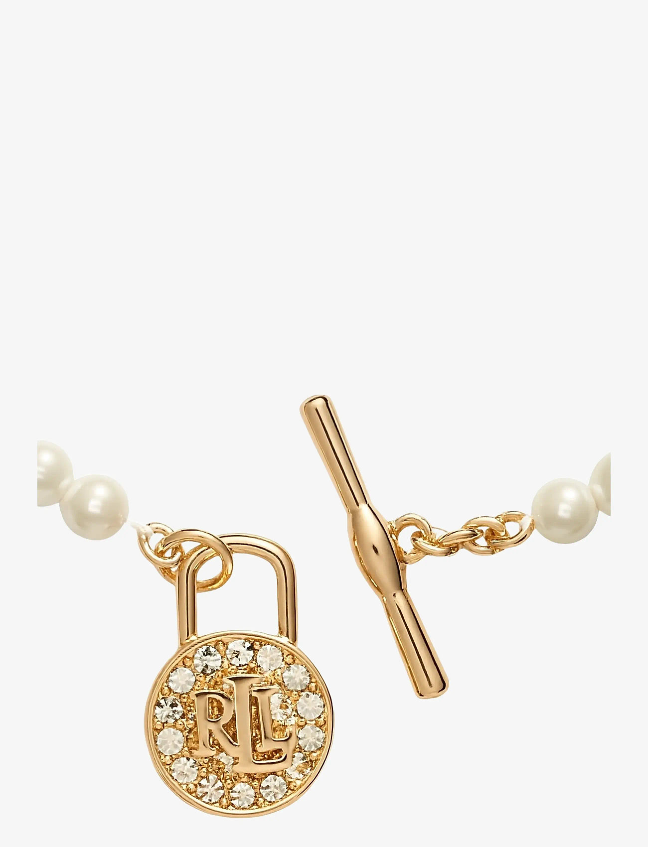 Lauren Ralph Lauren - NK PRL PADLOCK PENDANT - GLD/WHT PEARL/CRY - pärlhalsband - gld/wht pearl/cry - 1