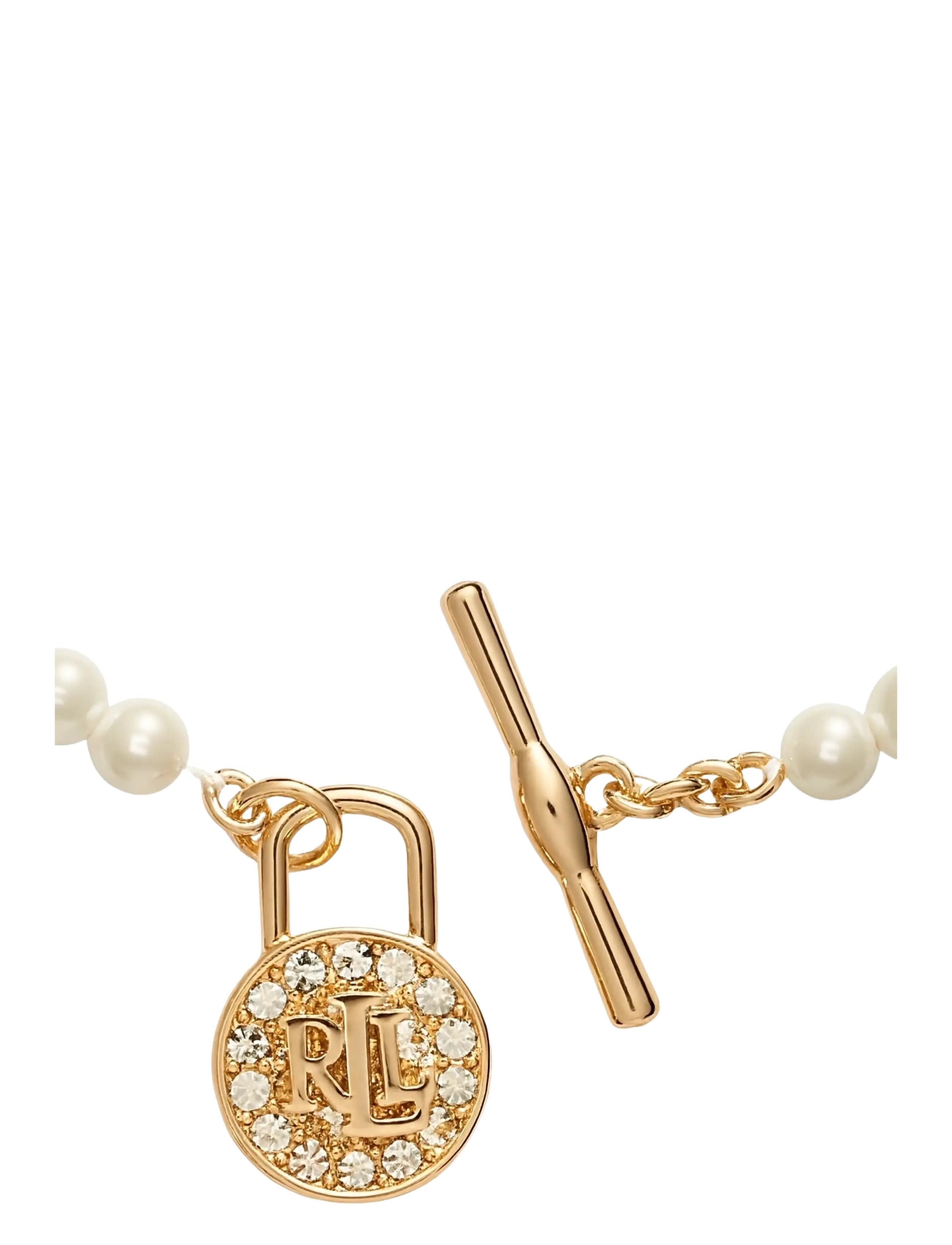 Lauren Ralph Lauren - NK PRL PADLOCK PENDANT - GLD/WHT PEARL/CRY - collier de perles - gld/wht pearl/cry - 1