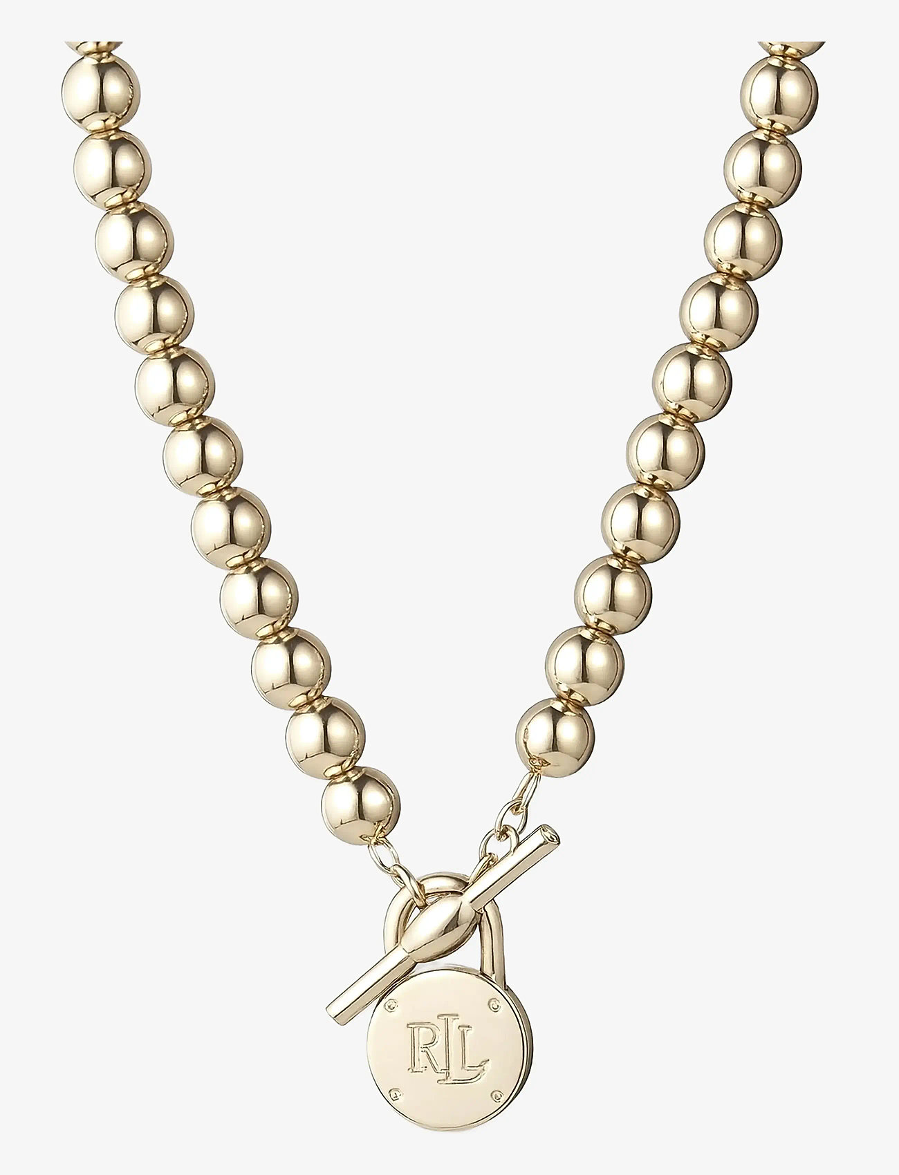 Lauren Ralph Lauren - NK 17" BEADED LOGO CLLR W/ TGGLE-GLD - halsketten - gld - 0