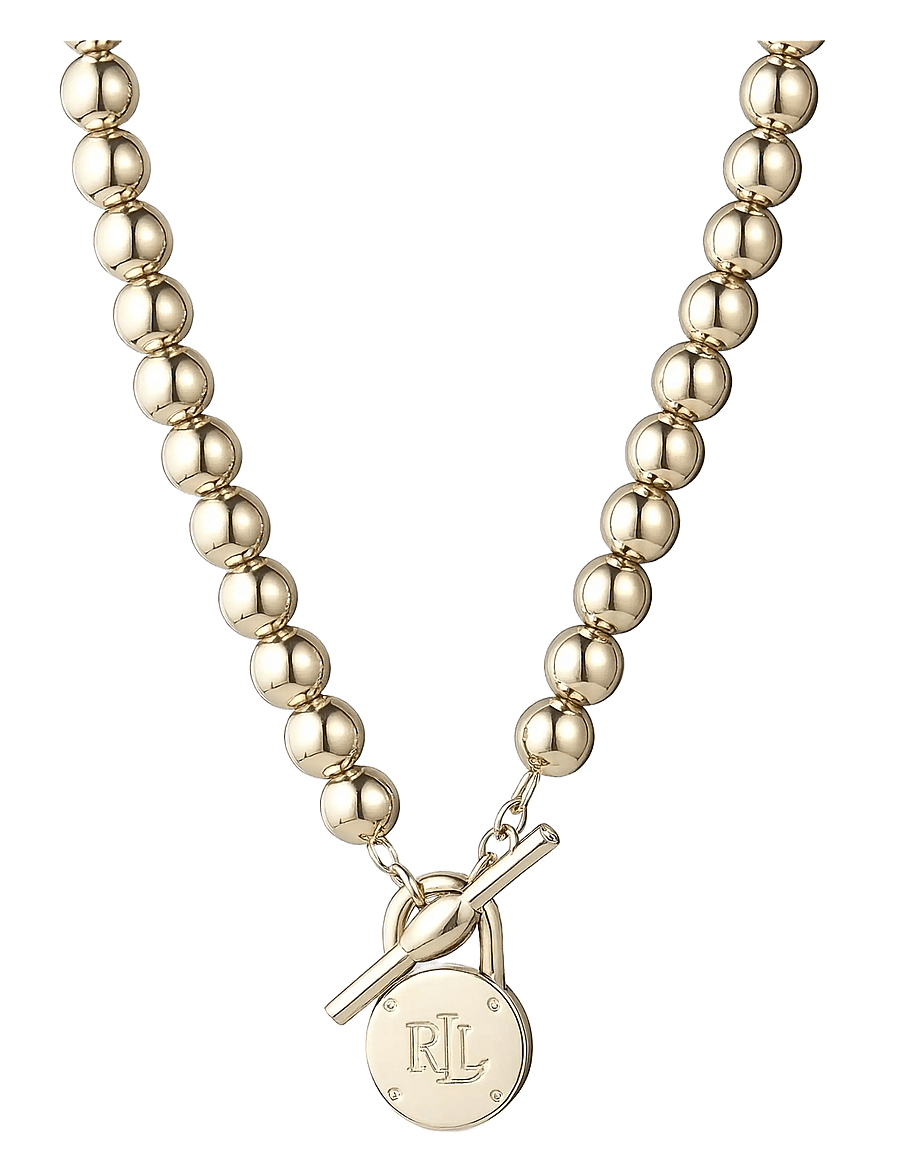 Lauren Ralph Lauren - NK 17" BEADED LOGO CLLR W/ TGGLE-GLD - halsketten - gld - 0