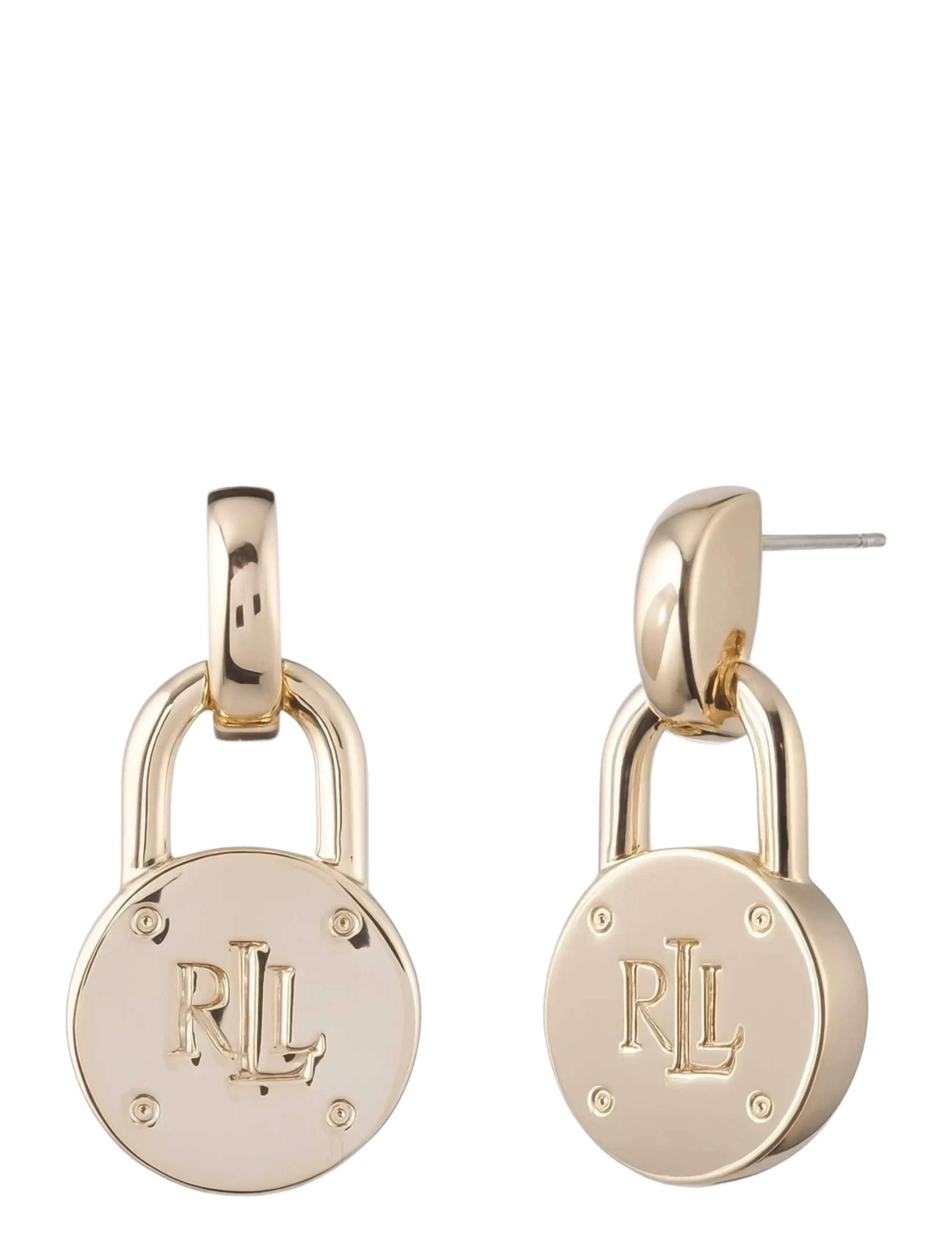 Lauren Ralph Lauren Pe Logo Padlock Drop-Gld, One Size, Gold, Øreringe > Ørestikker, Dame