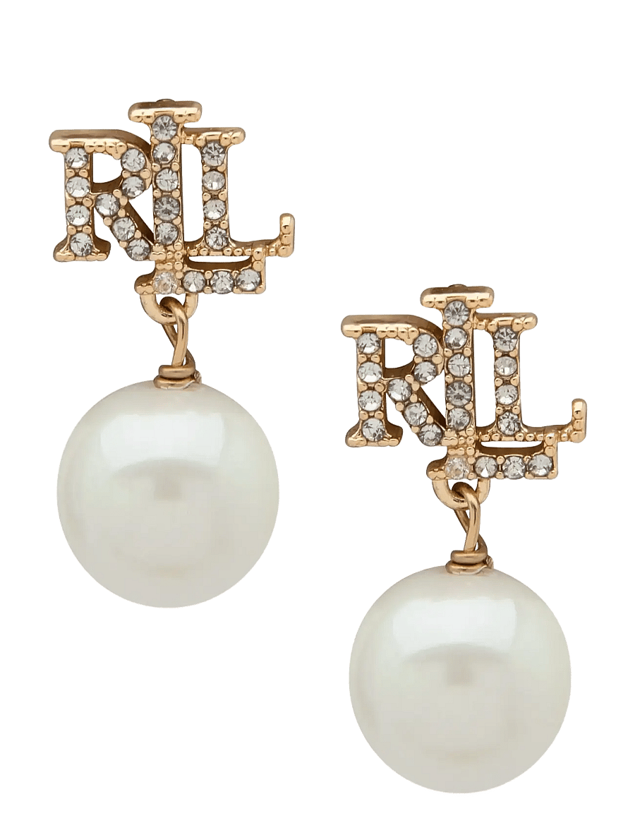 Lauren Ralph Lauren - PE LOGO DROP - GLD/WHITE PEARL - helmikorvakorut - gld/white pearl - 0
