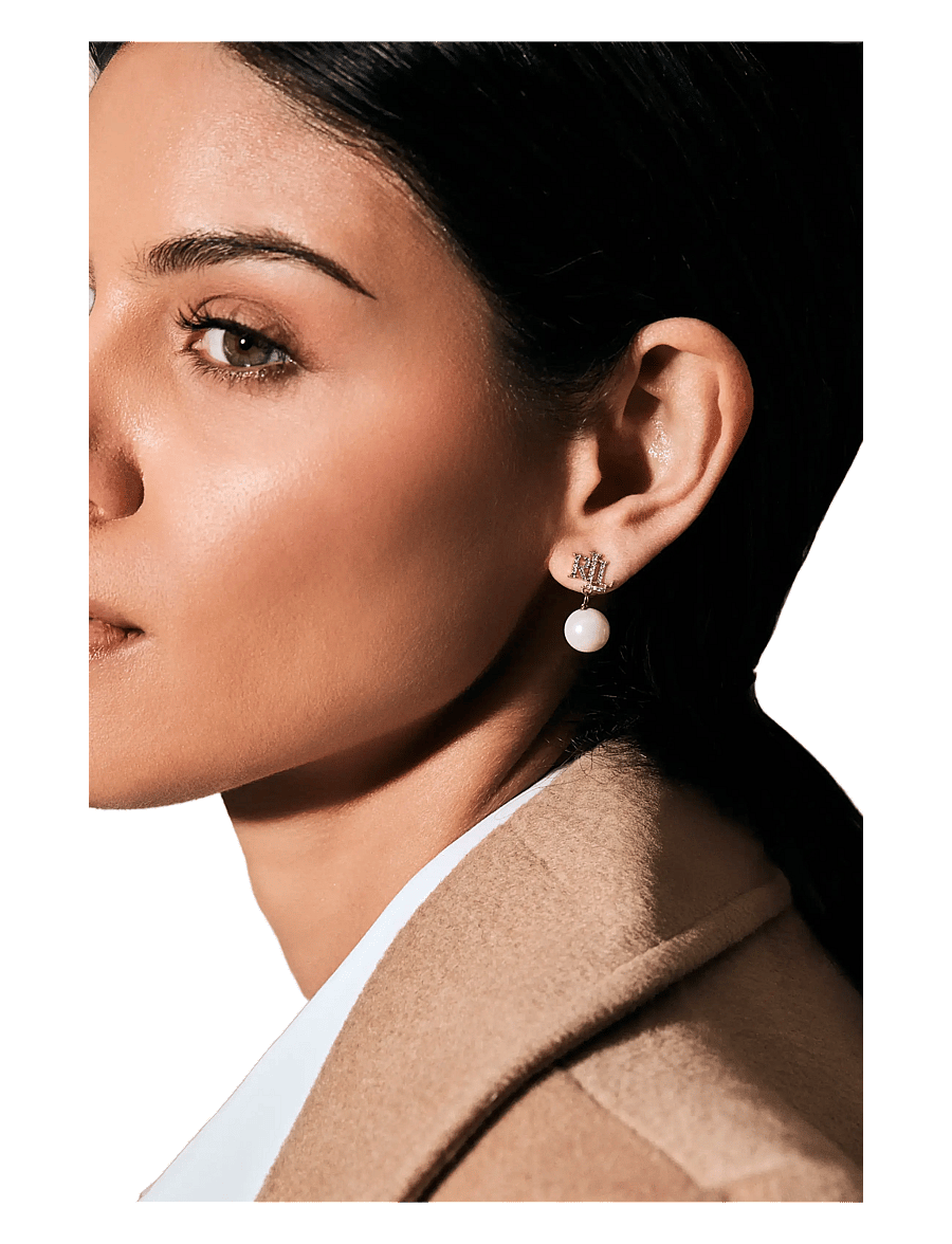 Lauren Ralph Lauren - PE LOGO DROP - GLD/WHITE PEARL - helmikorvakorut - gld/white pearl - 3