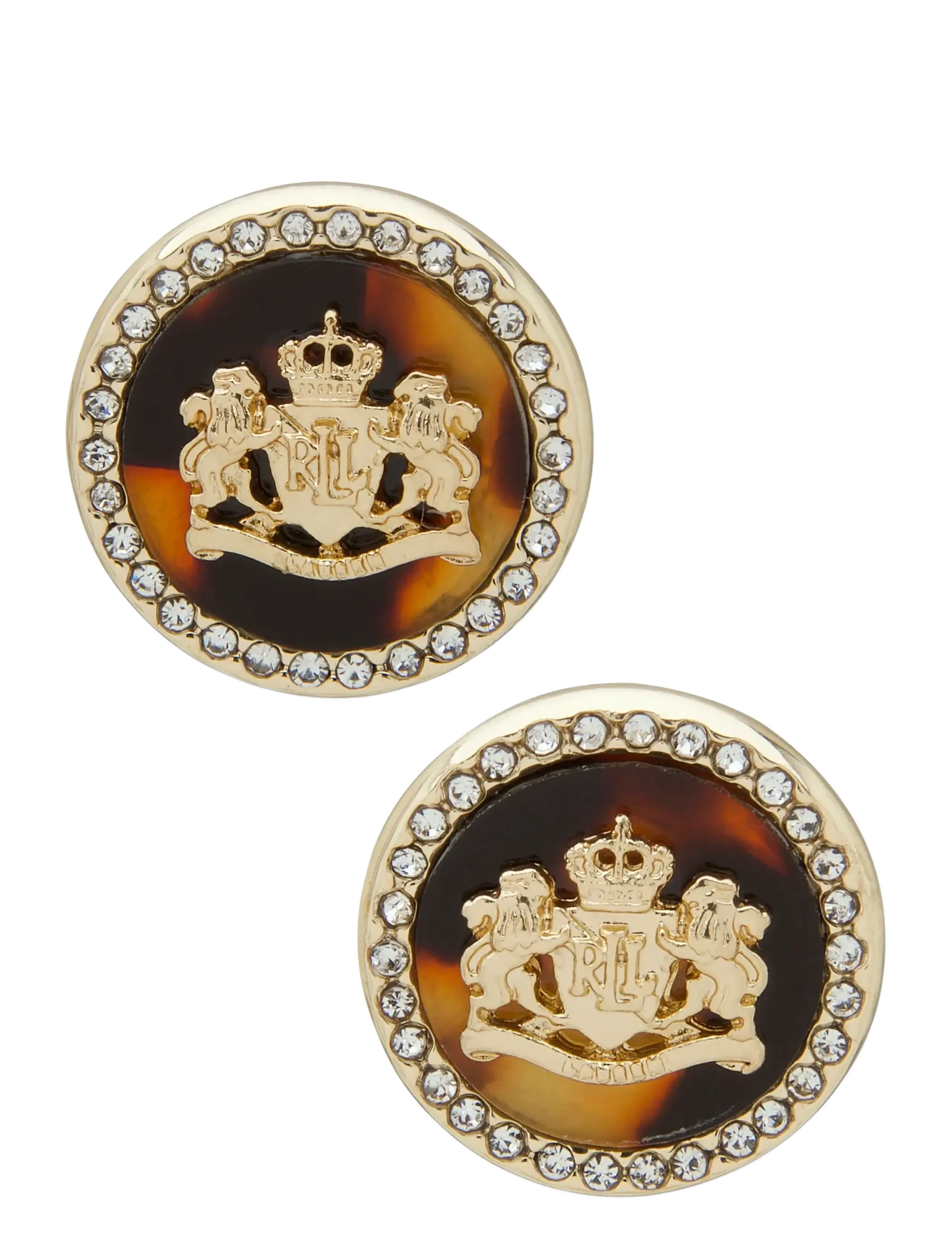 Lauren Ralph Pe Crest Stud Gld/Tort/Cry, One Size, Earrings, Gold - Studs, Frauen