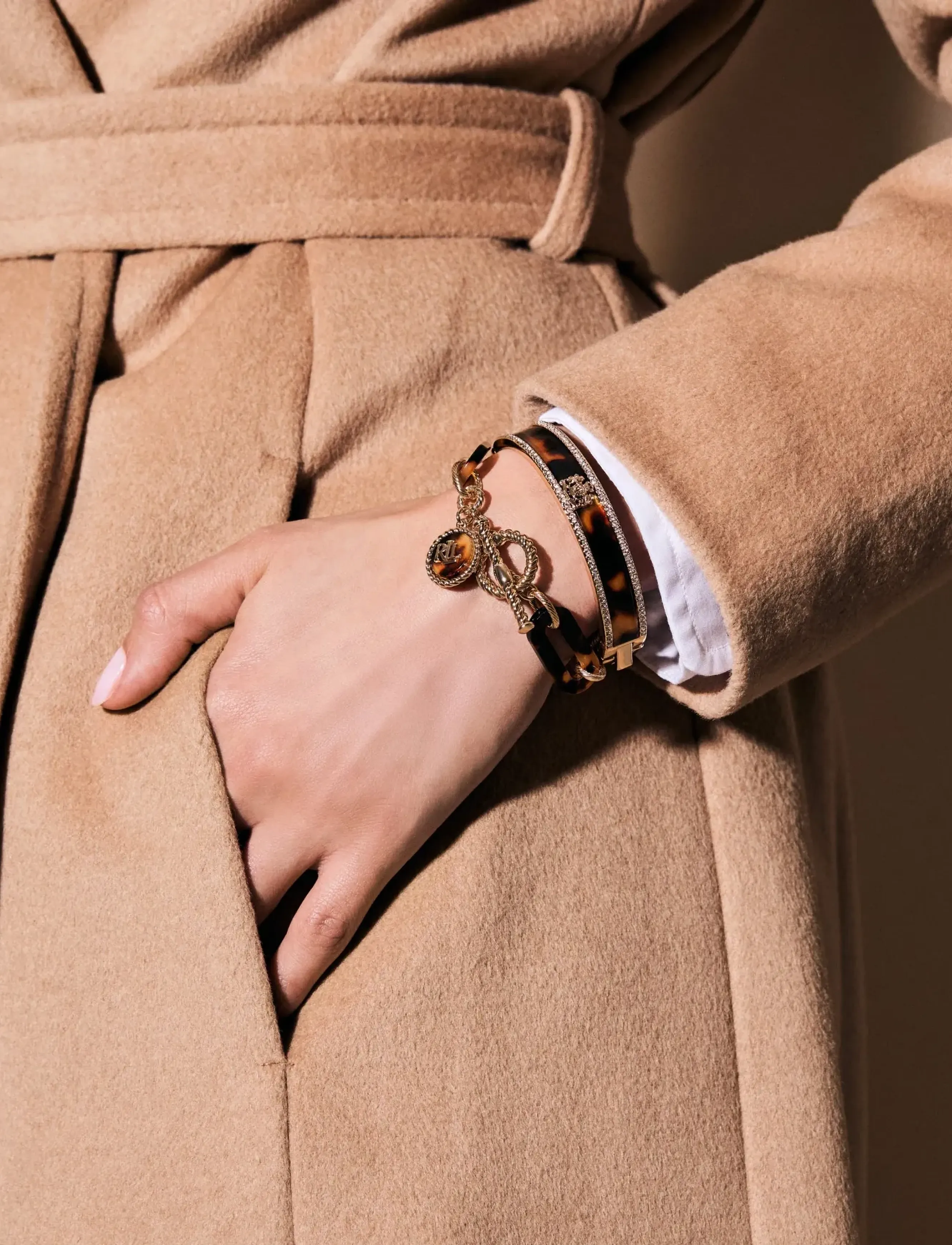 Lauren Ralph Lauren BR LOGO TORT LINK FLEX - GLD/TORT - Aksesuarai - GLD/TORTOISE / gold