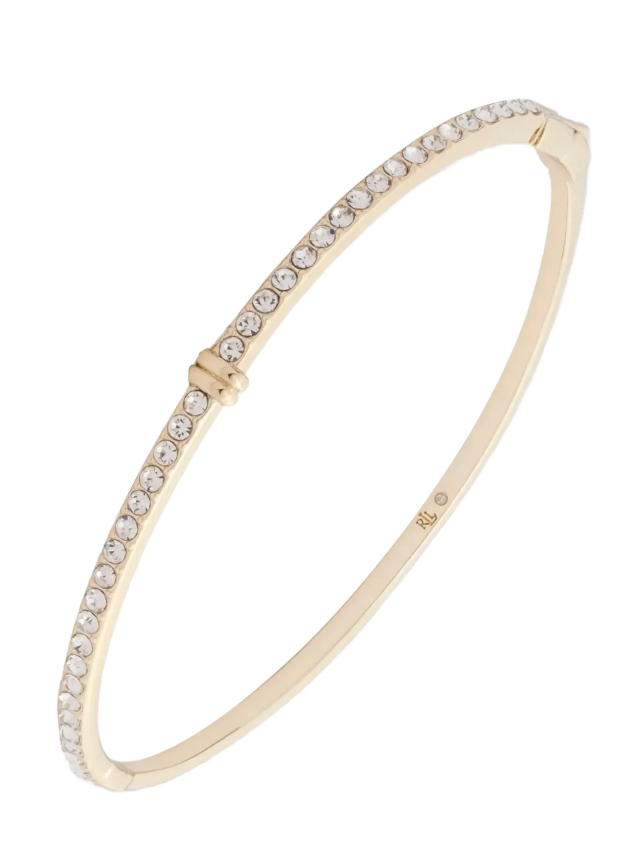 Lauren Ralph Lauren Br Thin Pave Hinge Bangle - Gld/Cry, One Size, Gold, Armbånd > Armringe, Dame