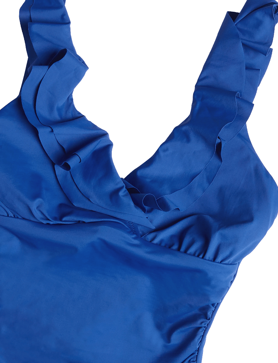 Lauren Ralph Lauren Swimwear - LRL Beach club Ruffle surplice uw s - badeanzüge - blue saturn - 2