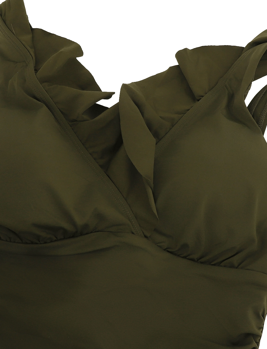 Lauren Ralph Lauren Swimwear - LRL Beach club Ruffle surplice uw s - badeanzüge - dark olive - 2