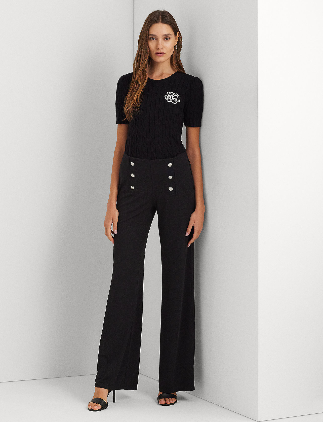 Stretch Jersey Wide-Leg Pant - Polo Black Sort M
