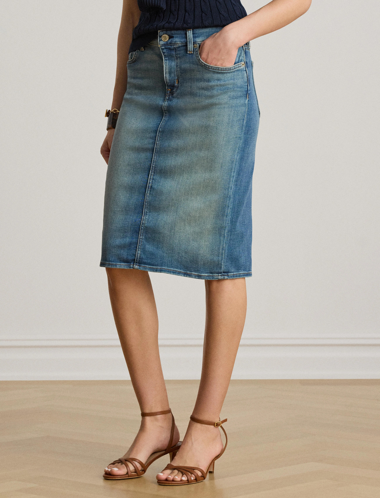 Lauren Ralph Lauren Sp Str Eco In Dnm-Skirt - Blue - 32
