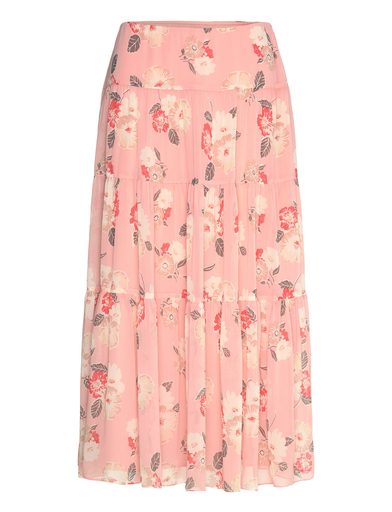 Lauren Ralph Lauren Floral Crinkle Georgette Tiered Skirt - Pink - 32