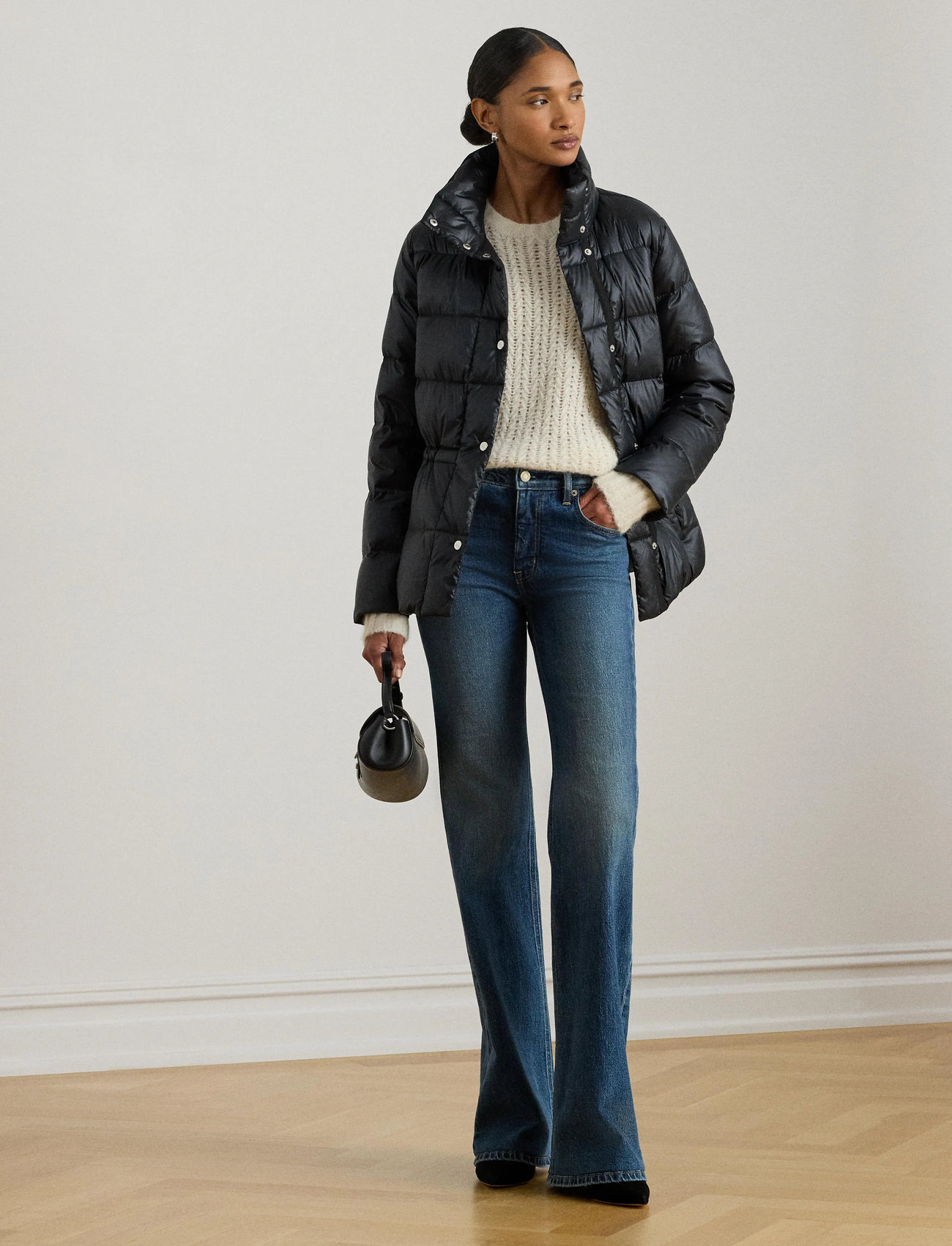 Lauren Ralph Lauren Metallic Quilted Funnelneck Down Coat - - S 1