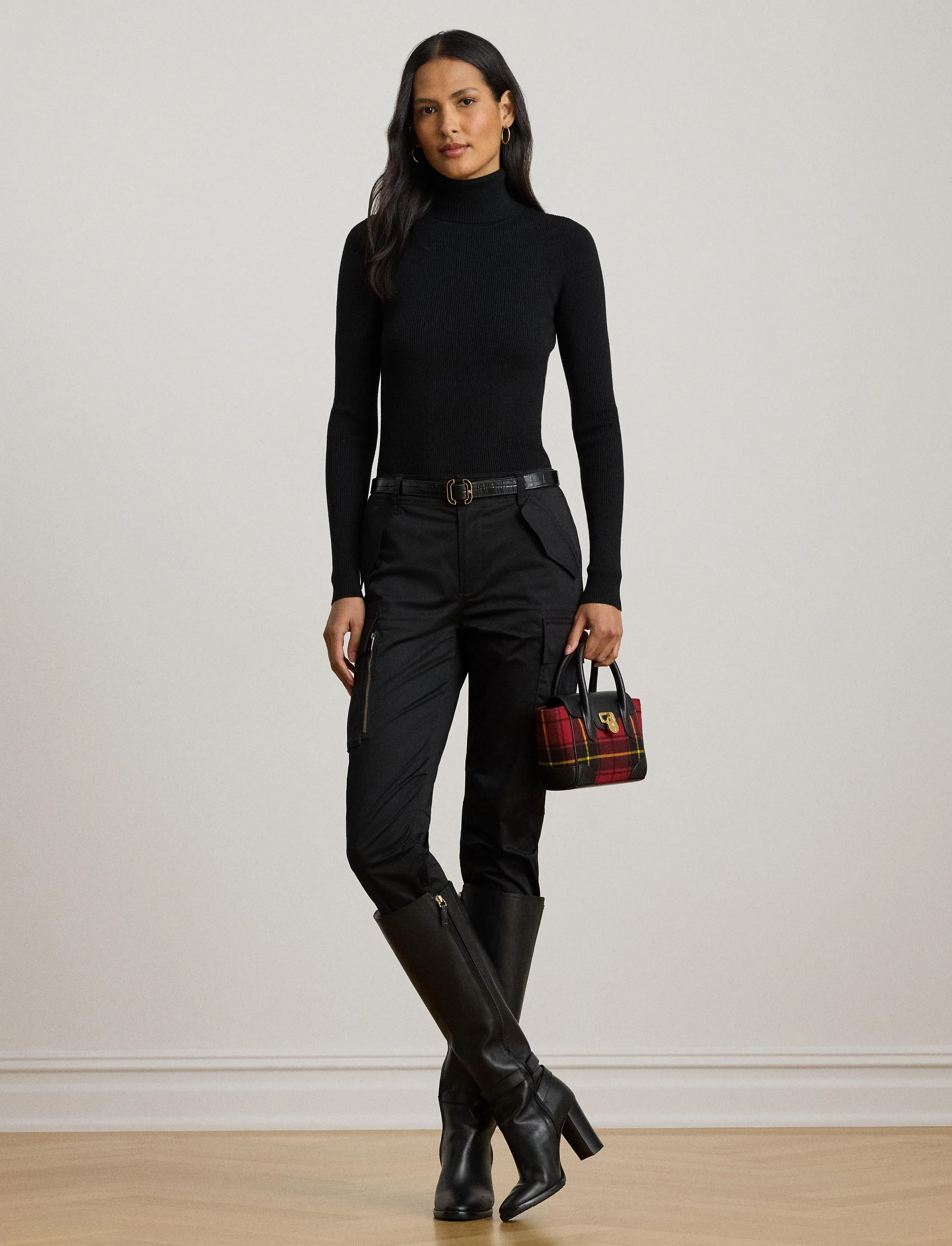 Lauren Ralph Ribbed Turtleneck Sweater, XL, Knitwear, Schwarz - Turtleneck, Frauen