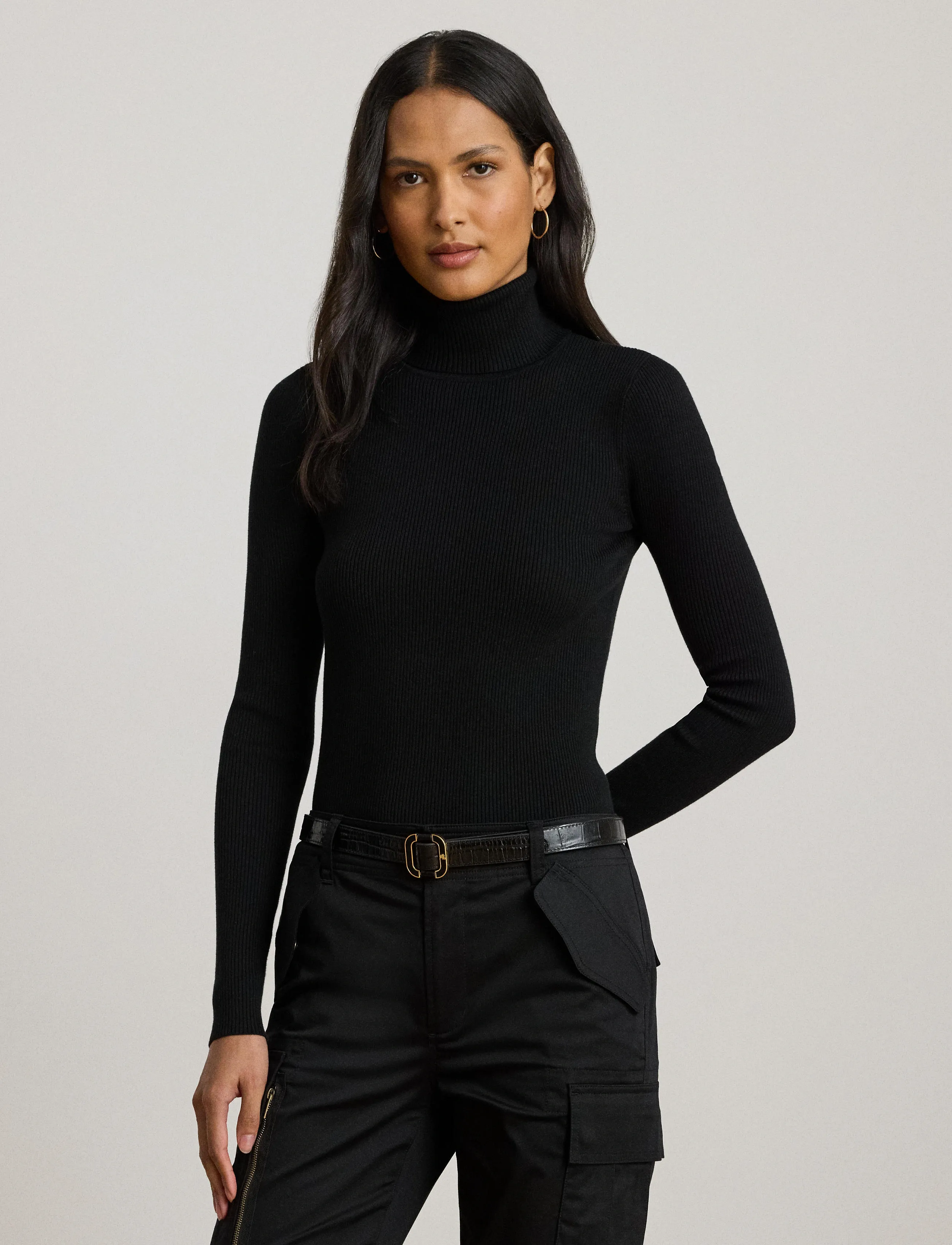 Lauren Ralph Lauren - Ribbed Turtleneck Sweater - rúllukragar - polo black - 3