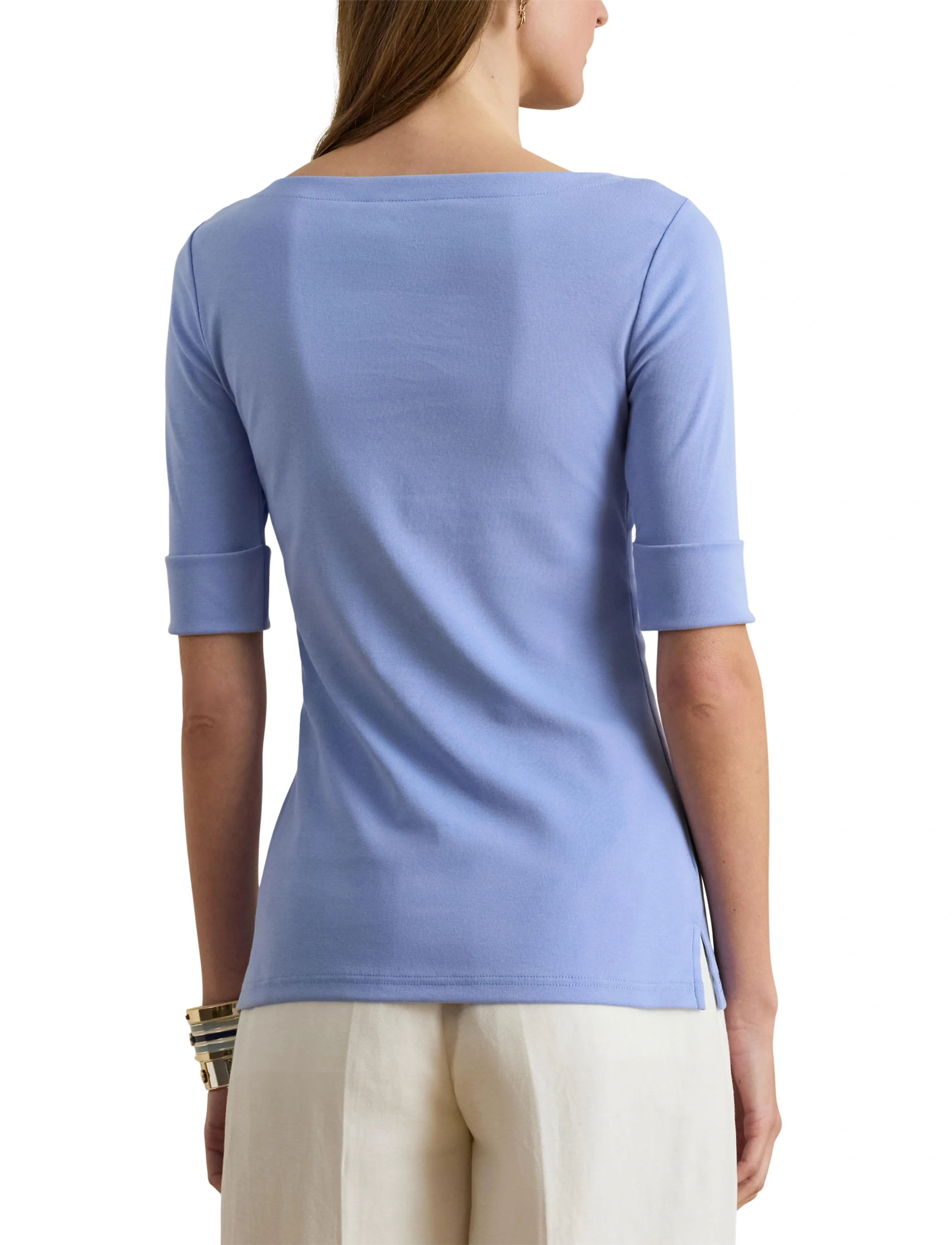 Lauren Ralph Lauren - Stretch Cotton Boatneck Tee - blouses à manches courtes - banker blue - 3