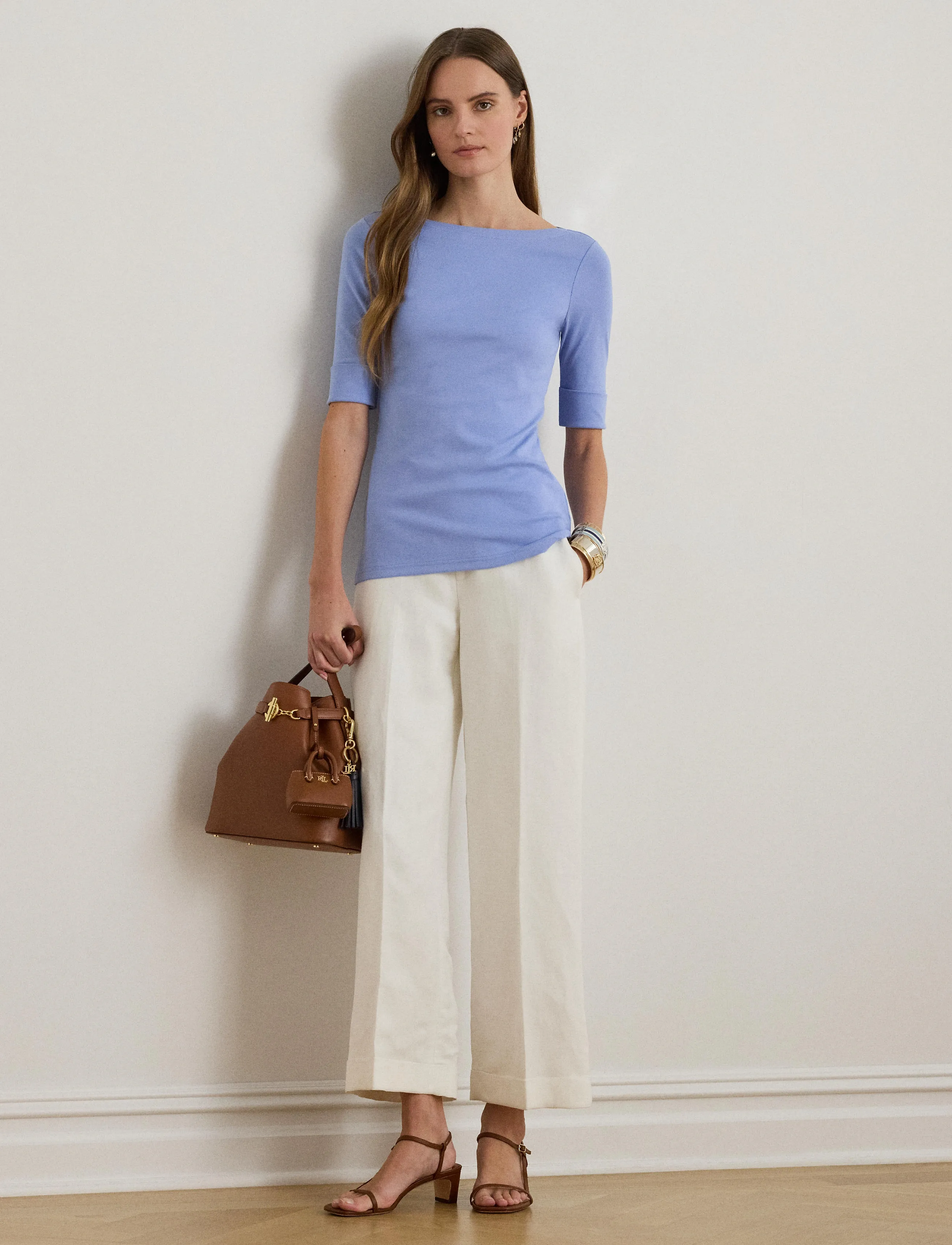 Lauren Ralph Lauren - Stretch Cotton Boatneck Tee - blouses à manches courtes - banker blue - 5