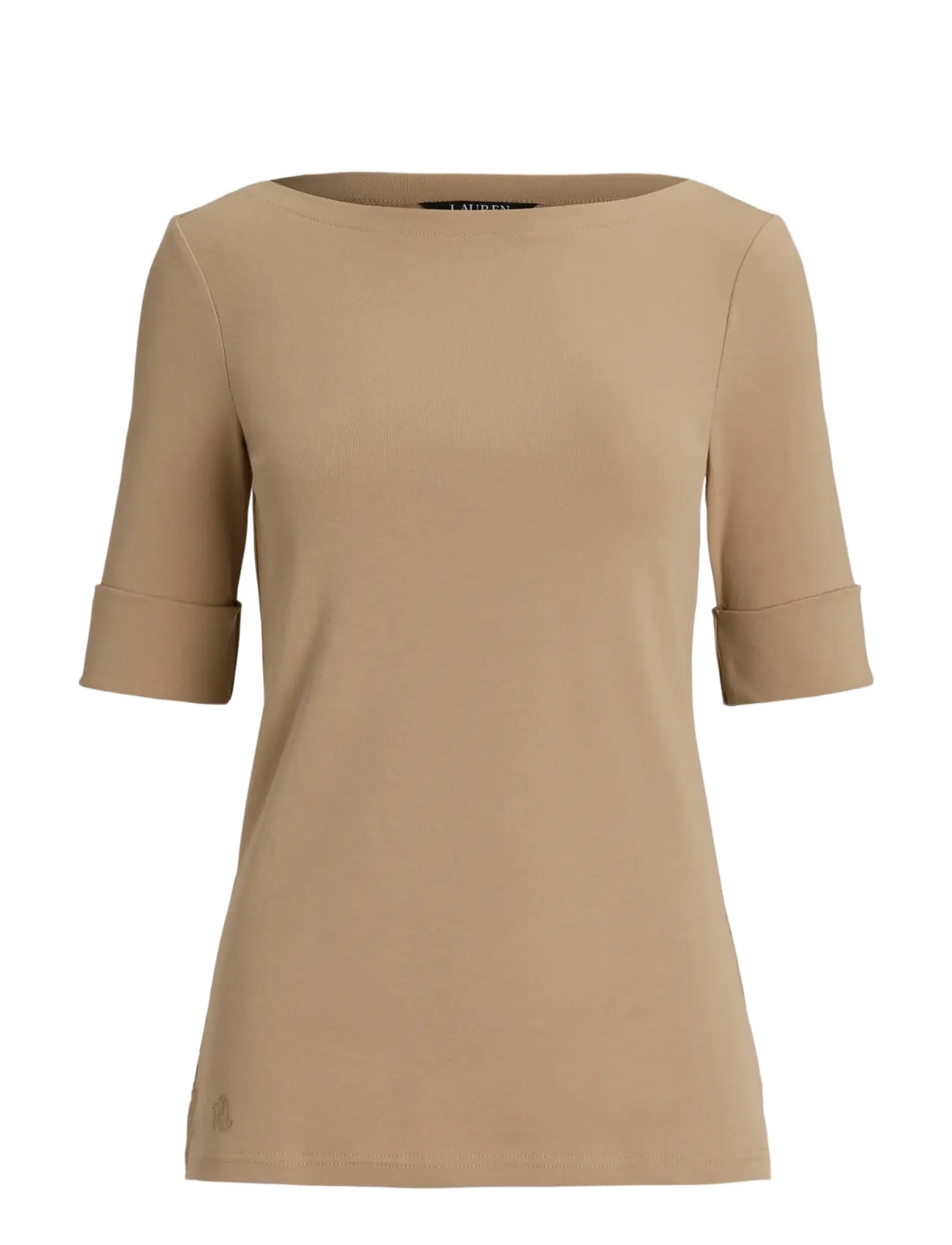 Lauren Ralph Lauren Stretch Cotton Boatneck Tee - Buyers' pick - BIRCH TAN / beige