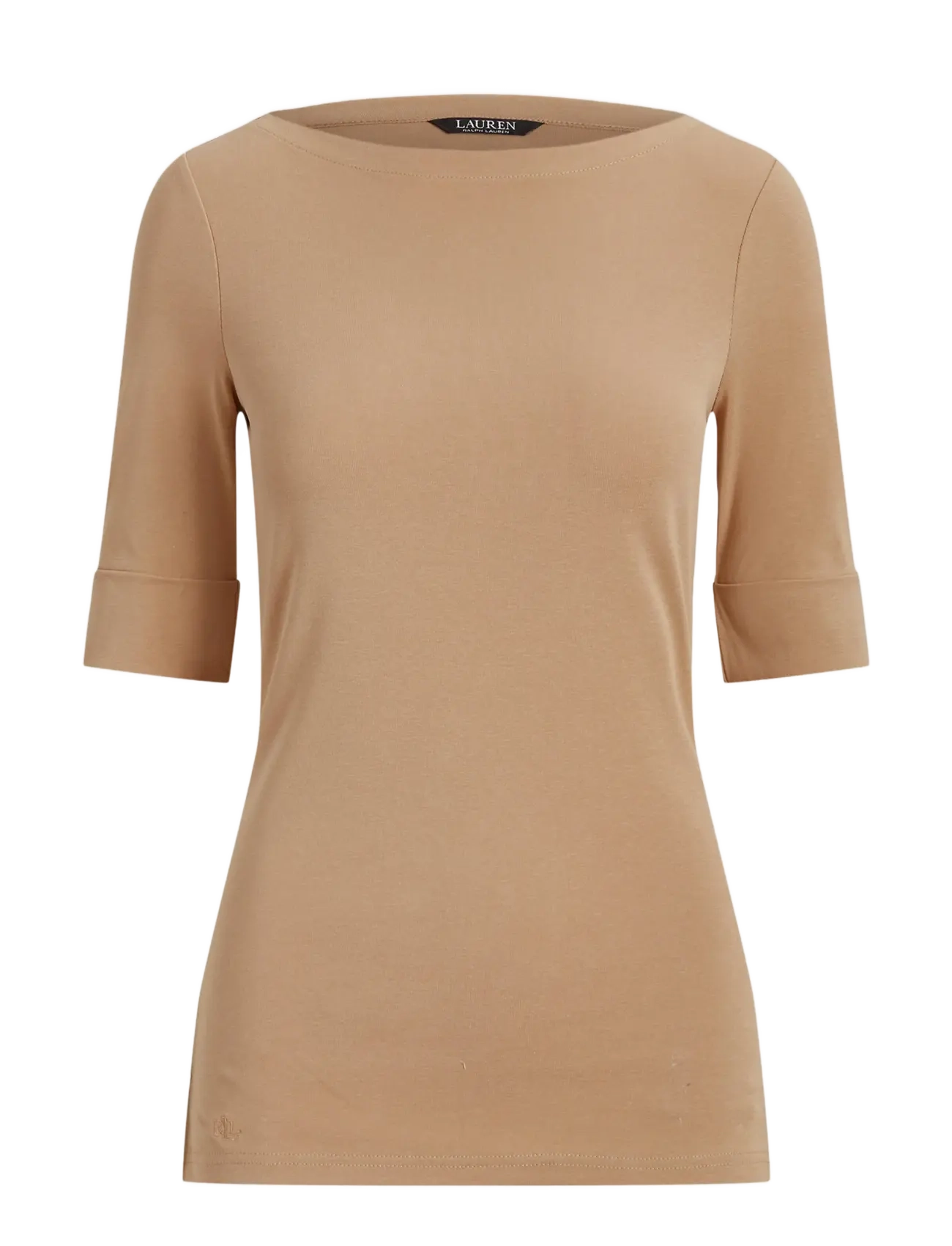 Lauren Ralph Lauren Stretch Cotton Boatneck Tee - Riided - CLASSIC CAMEL / beige