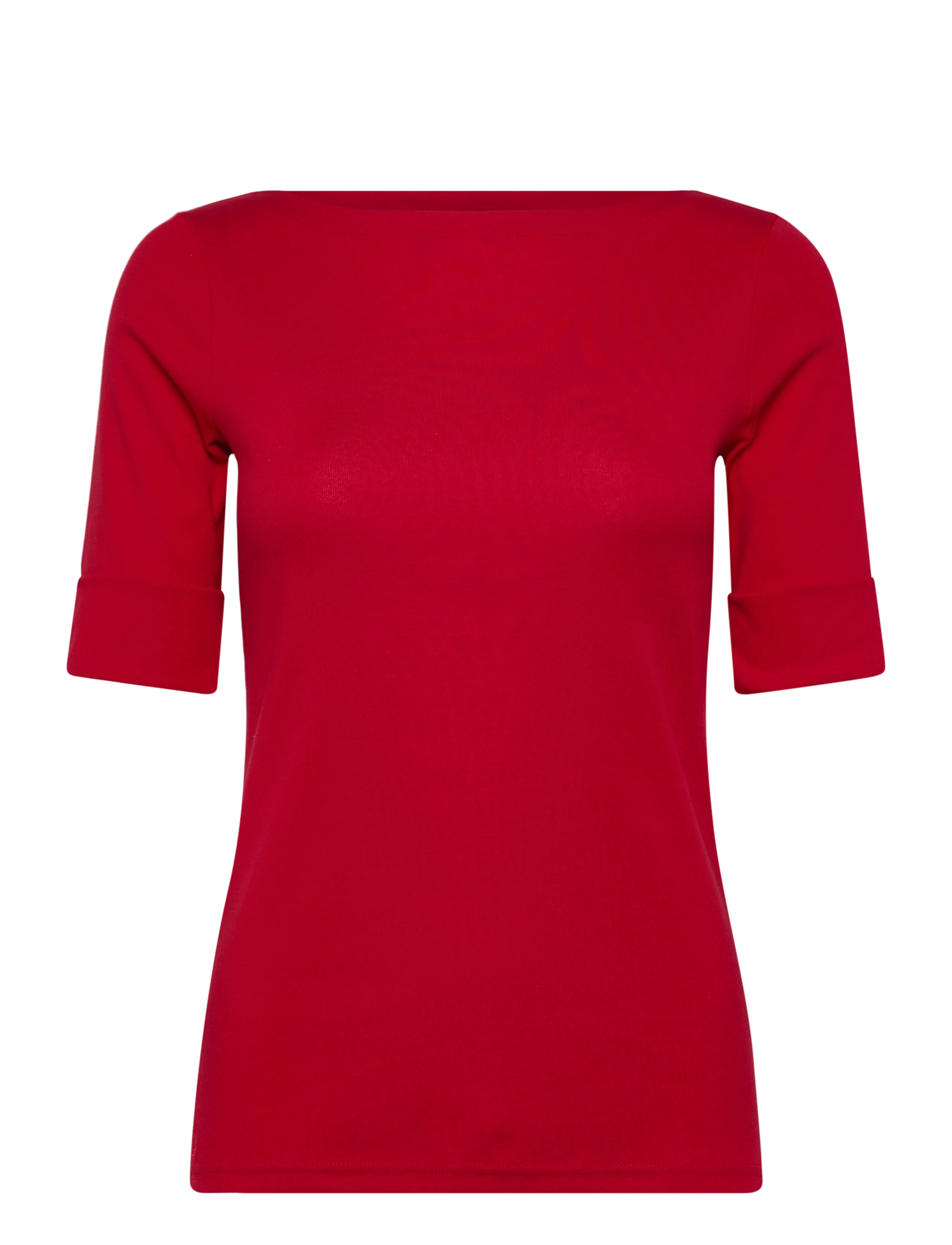 Lauren Ralph Lauren Stretch Cotton Boatneck Tee - Blusen - CRUISE RED / red