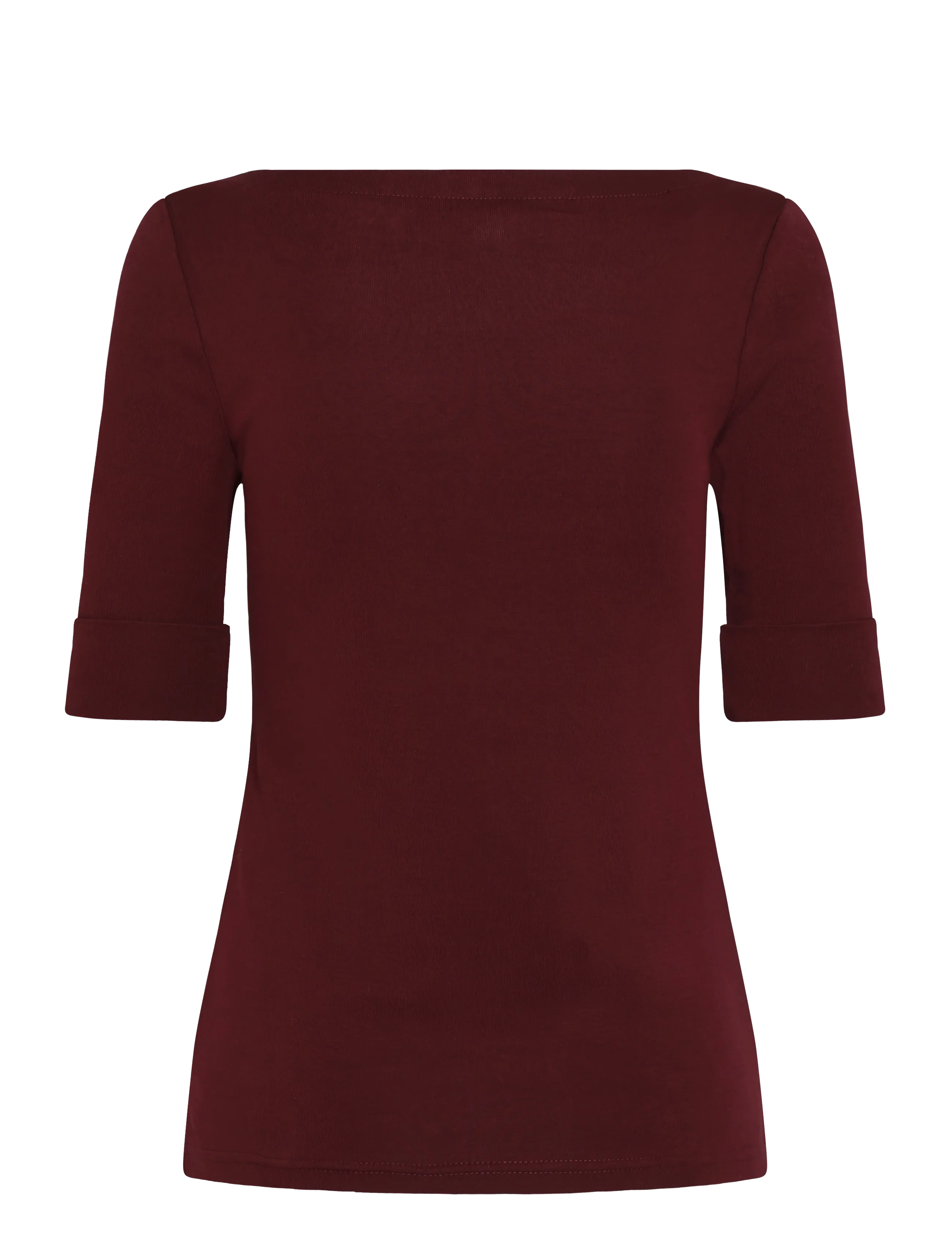Lauren Ralph Lauren - Stretch Cotton Boatneck Tee - kortärmade blusar - dark garnet - 2